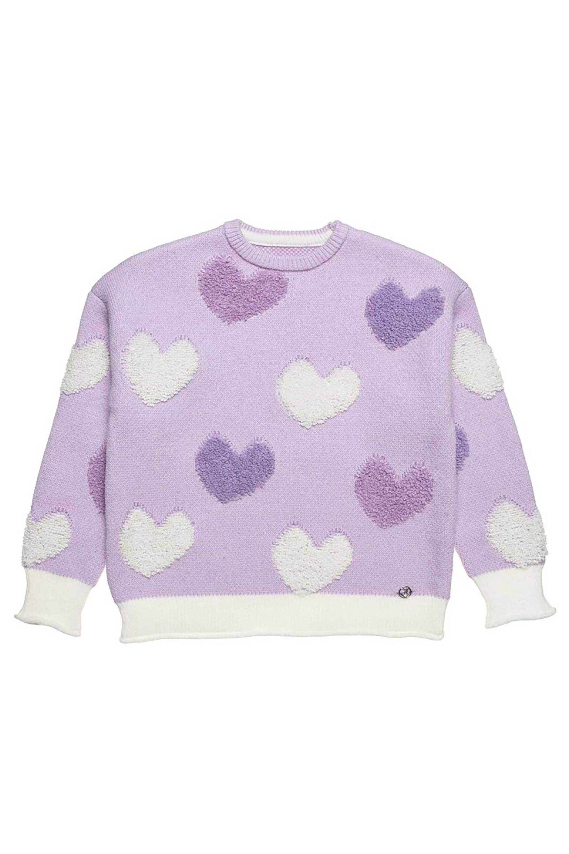 Alouette παιδικό πουλόβερ με ανάγλυφες καρδιές (6 - 14 ετών) - 00922888 Λιλά