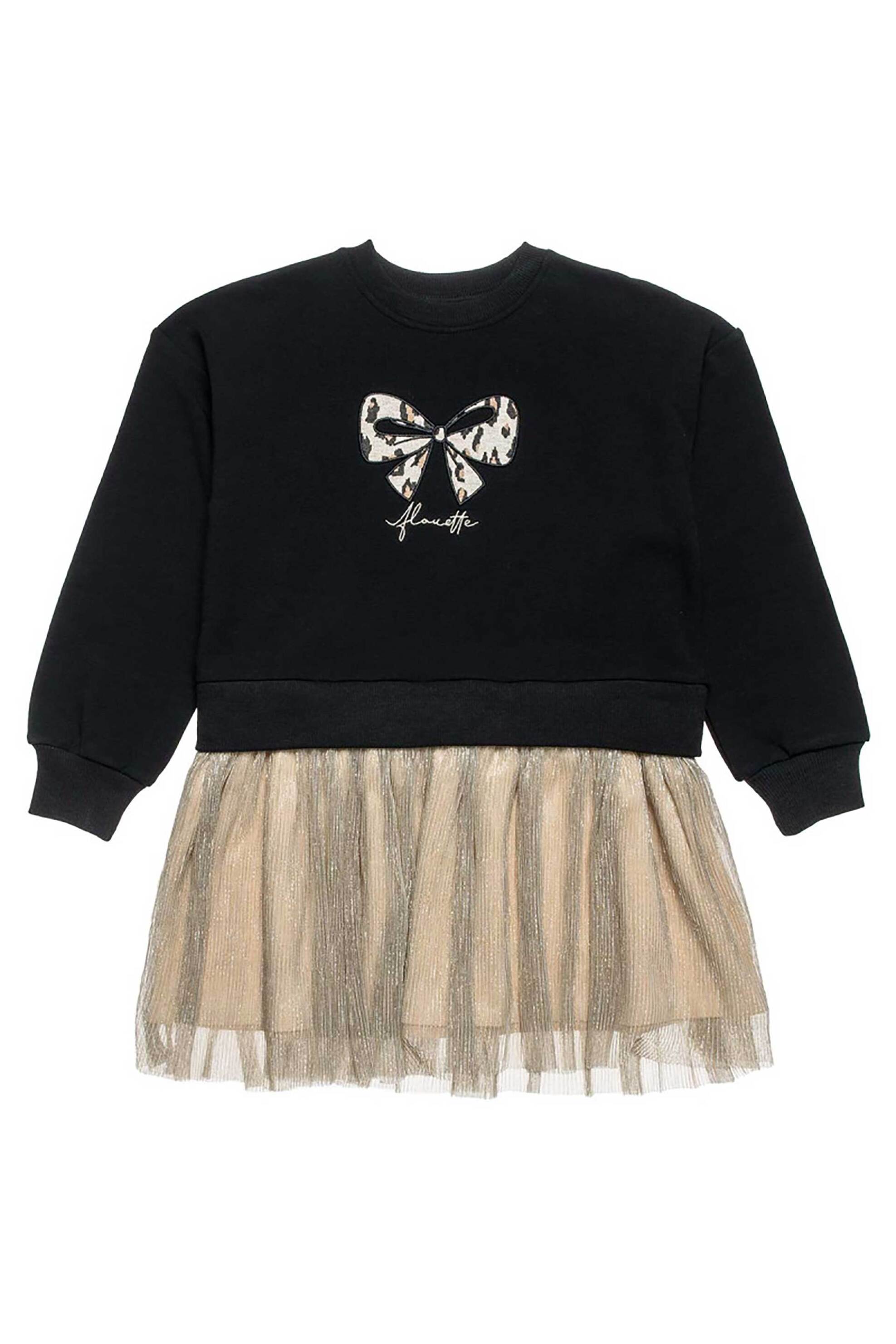 Alouette παιδικό φόρεμα με συνδυασμό υφασμάτων (6-14 ετών) - 00942126 Μαύρο