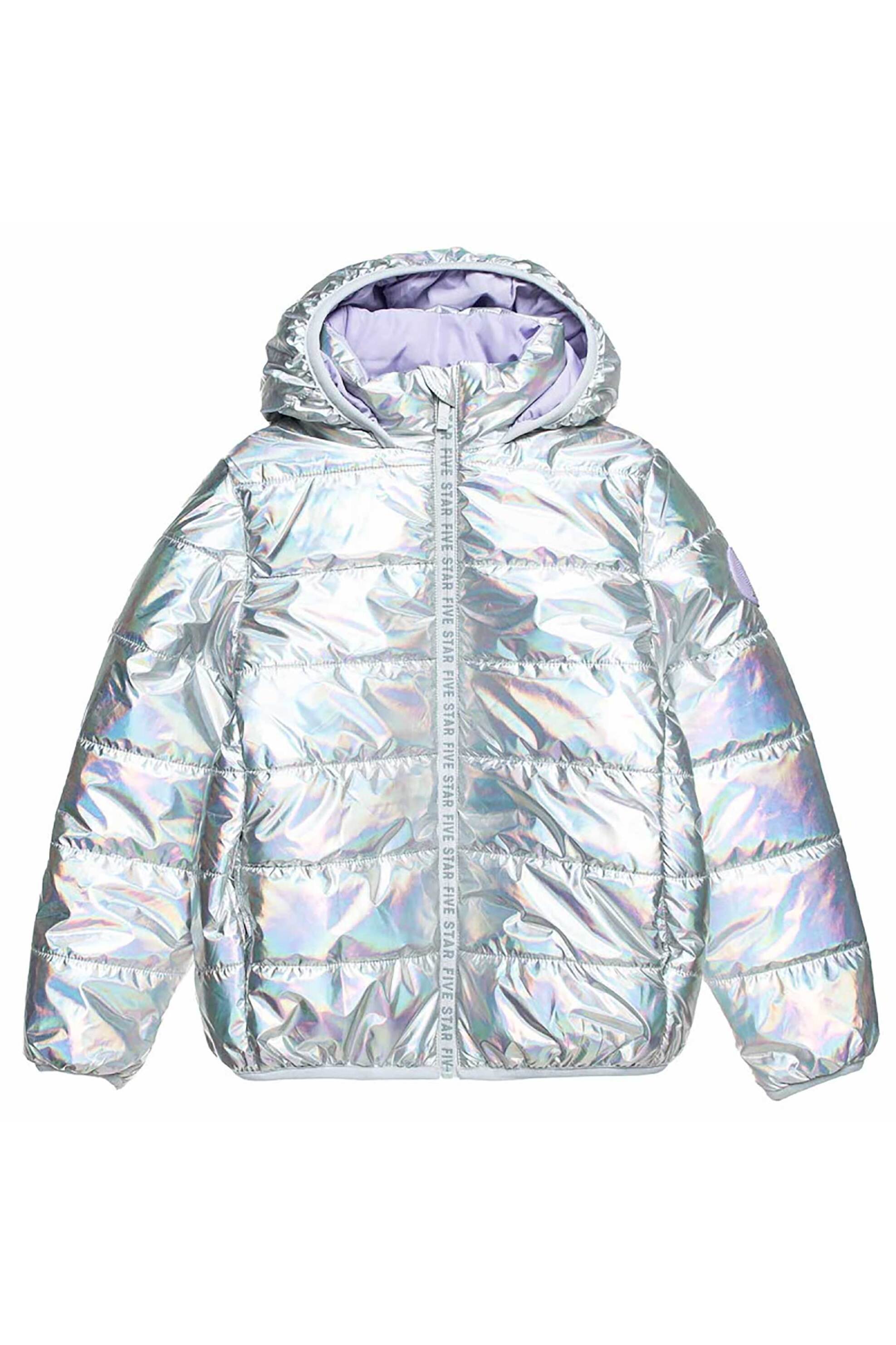 Alouette παιδικό καπιτονέ μπουφάν με μεταλλιζέ όψη και κουκούλα "Five Star" (6-14 ετών) - 00961688 Γκρι