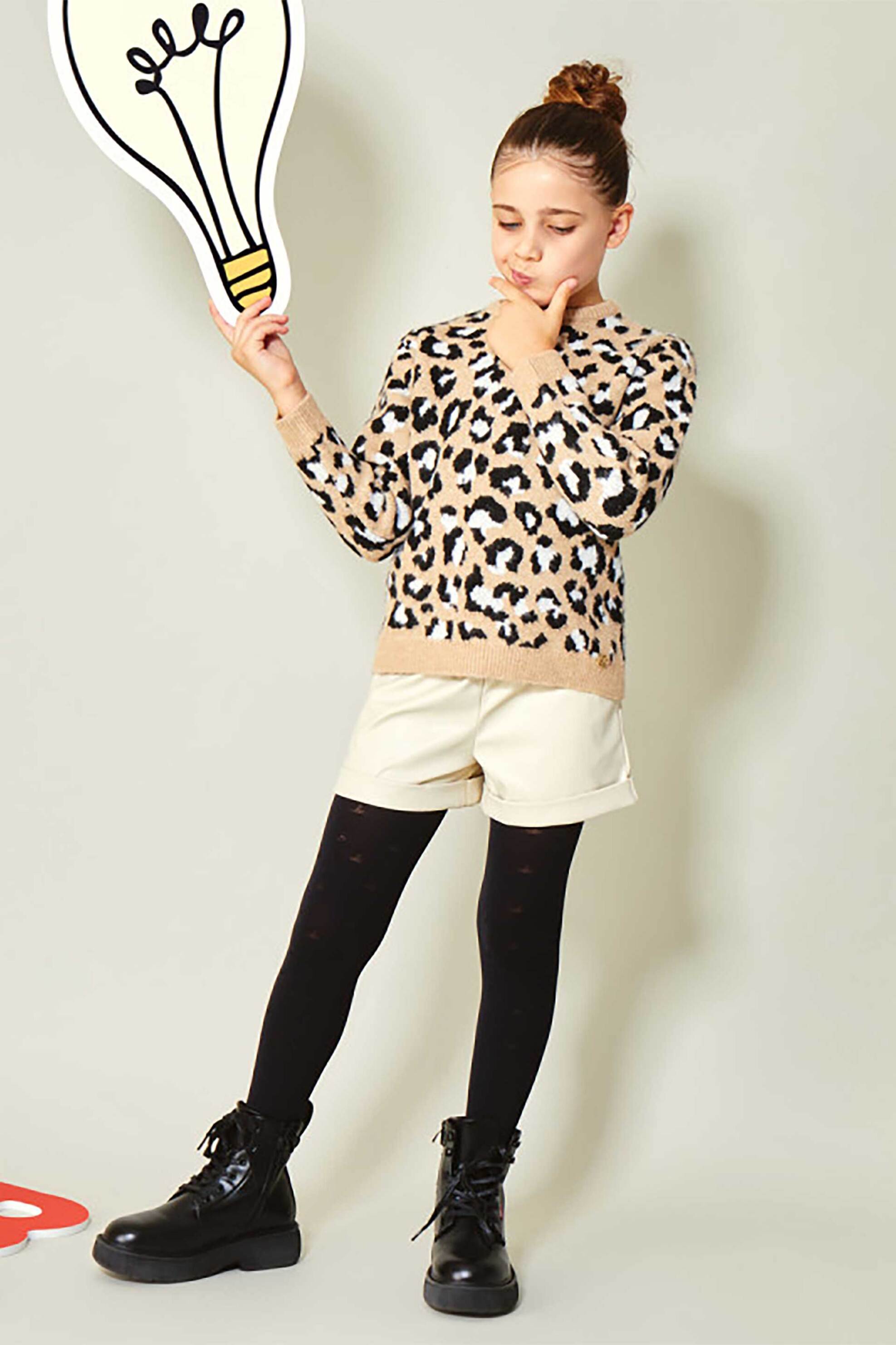 Alouette παιδικό πουλόβερ με animal print (6 - 16 ετών) - 00922887 Μπεζ