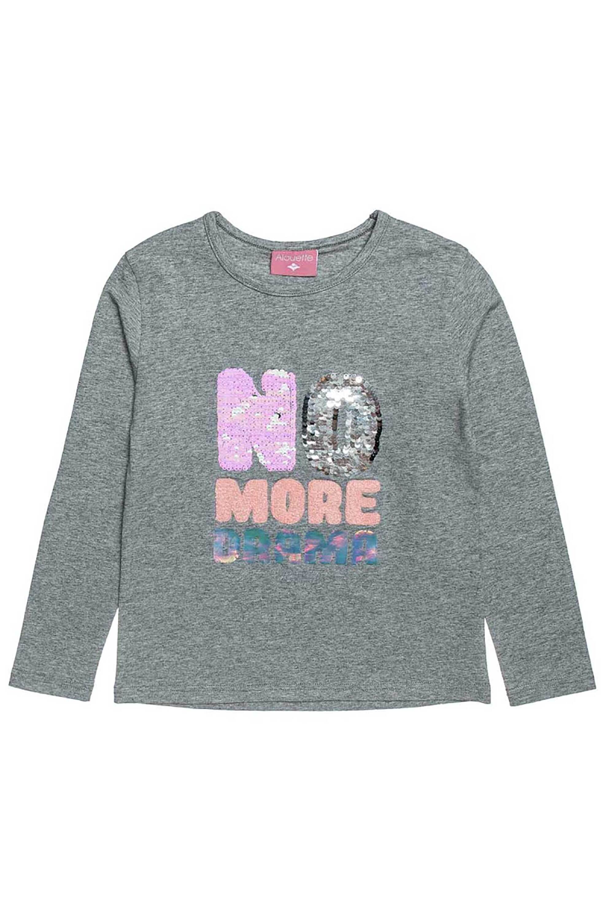 Alouette παιδική μπλούζα και lettering με παγιέτες (6-16 ετών) - 00922879 Γκρι