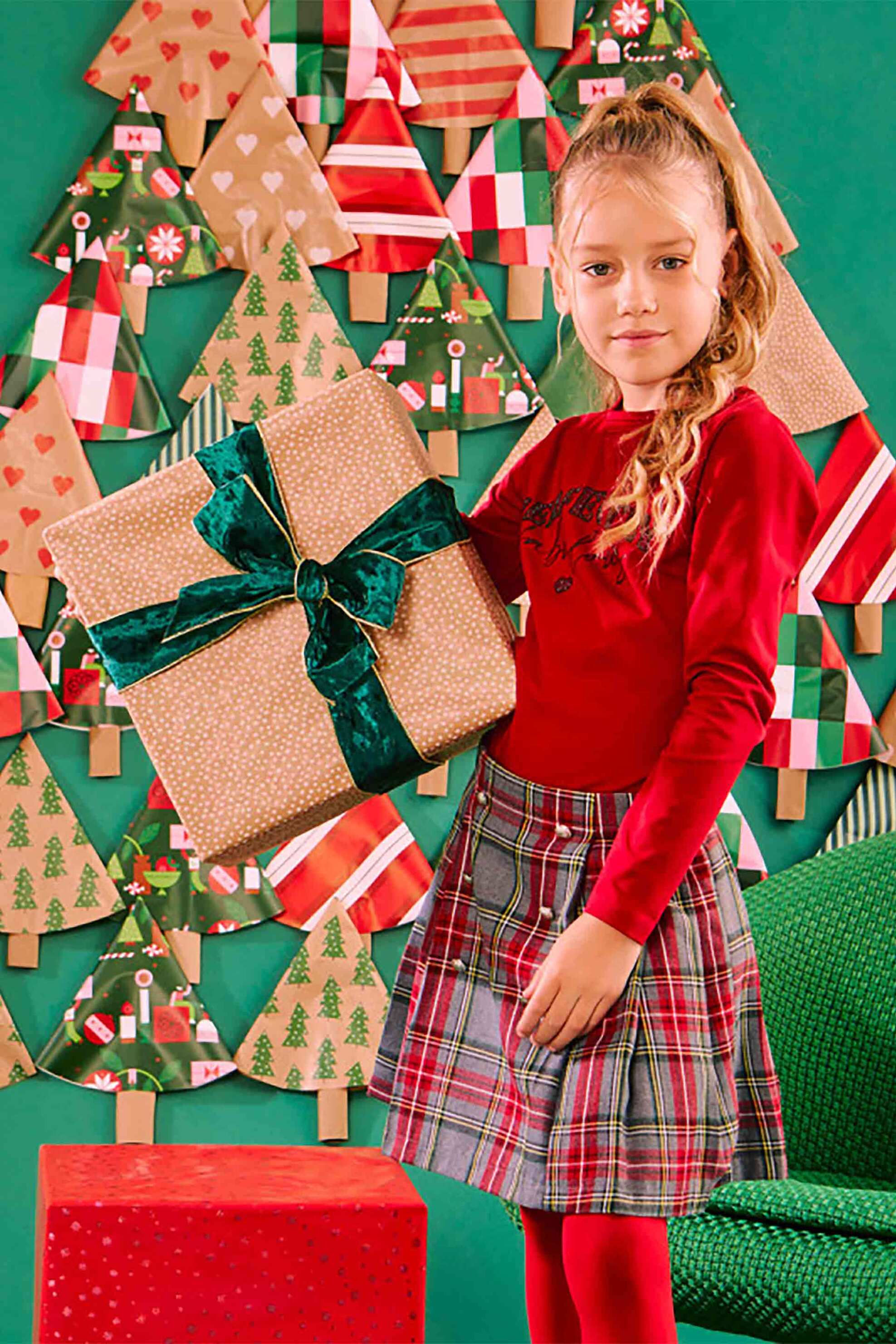 Alouette παιδική φούστα με πιέτες και καρό σχέδιο (4-14 ετών) - 00942131 Γκρι