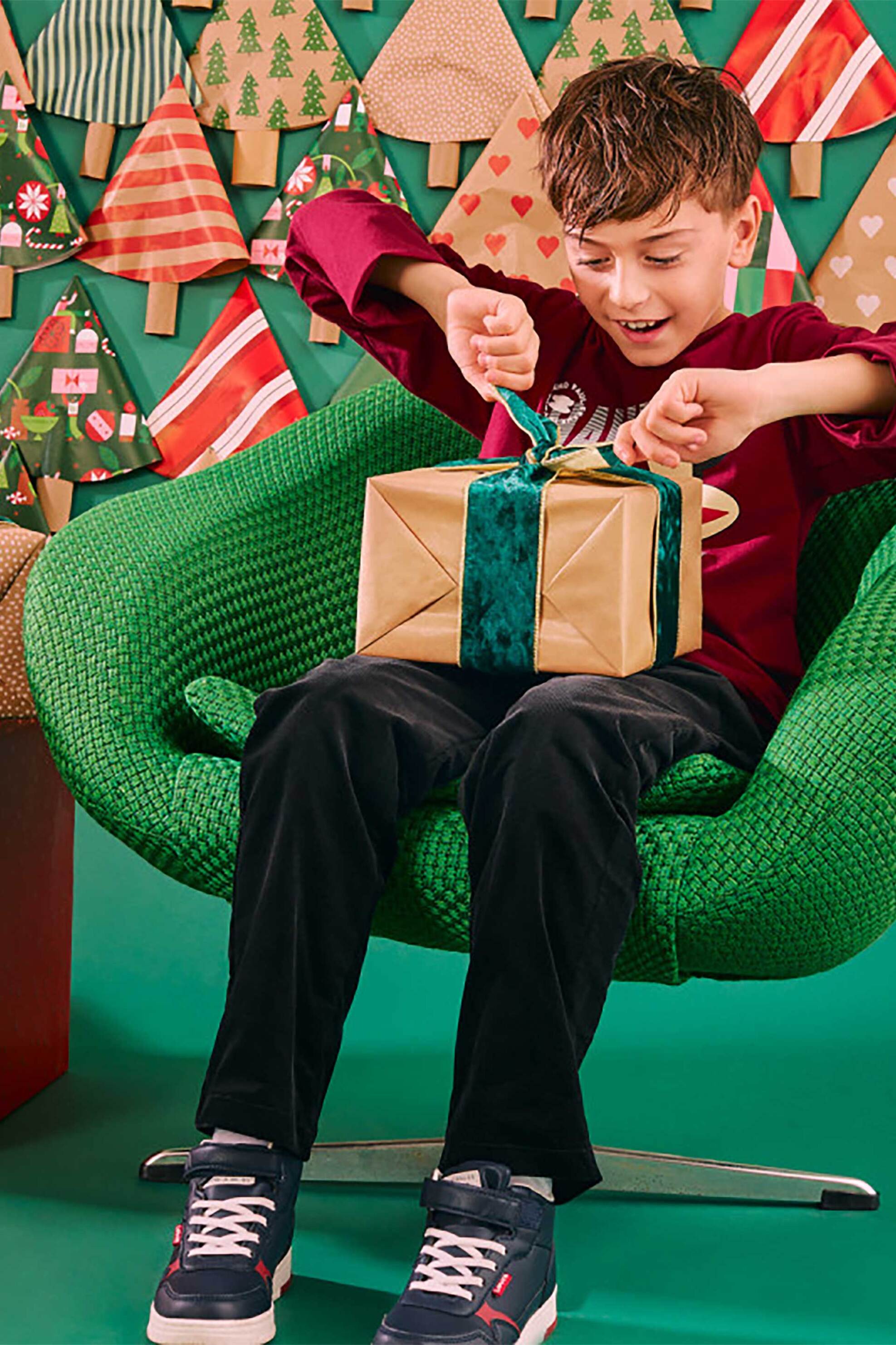 Alouette παιδικό παντελόνι κοτλέ με τσέπες (6-14 ετών) - 00913591 Μαύρο