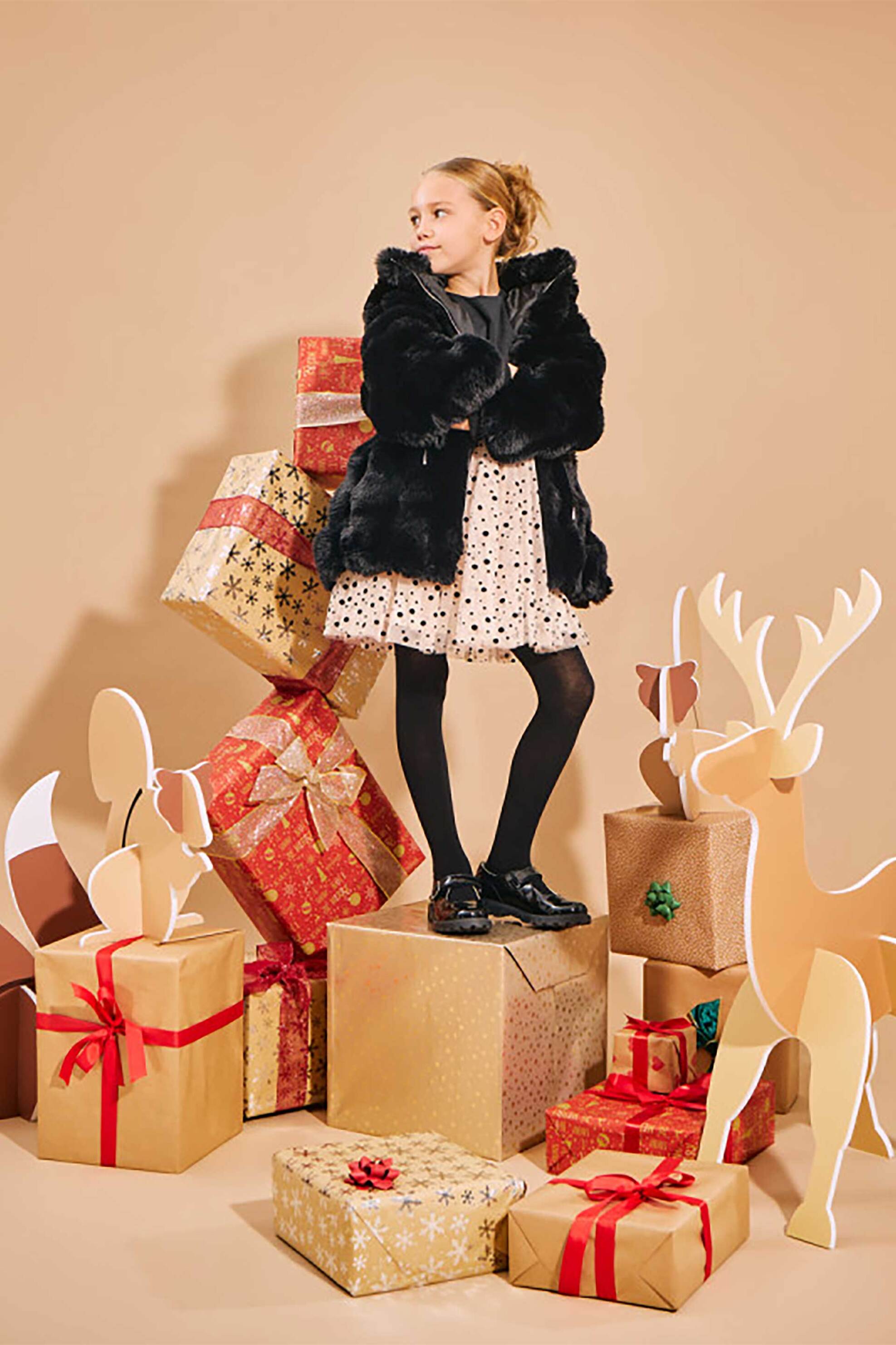 Alouette παιδική ζακέτα απο faux γούνα (6-14 ετών) - 00961700 Μαύρο