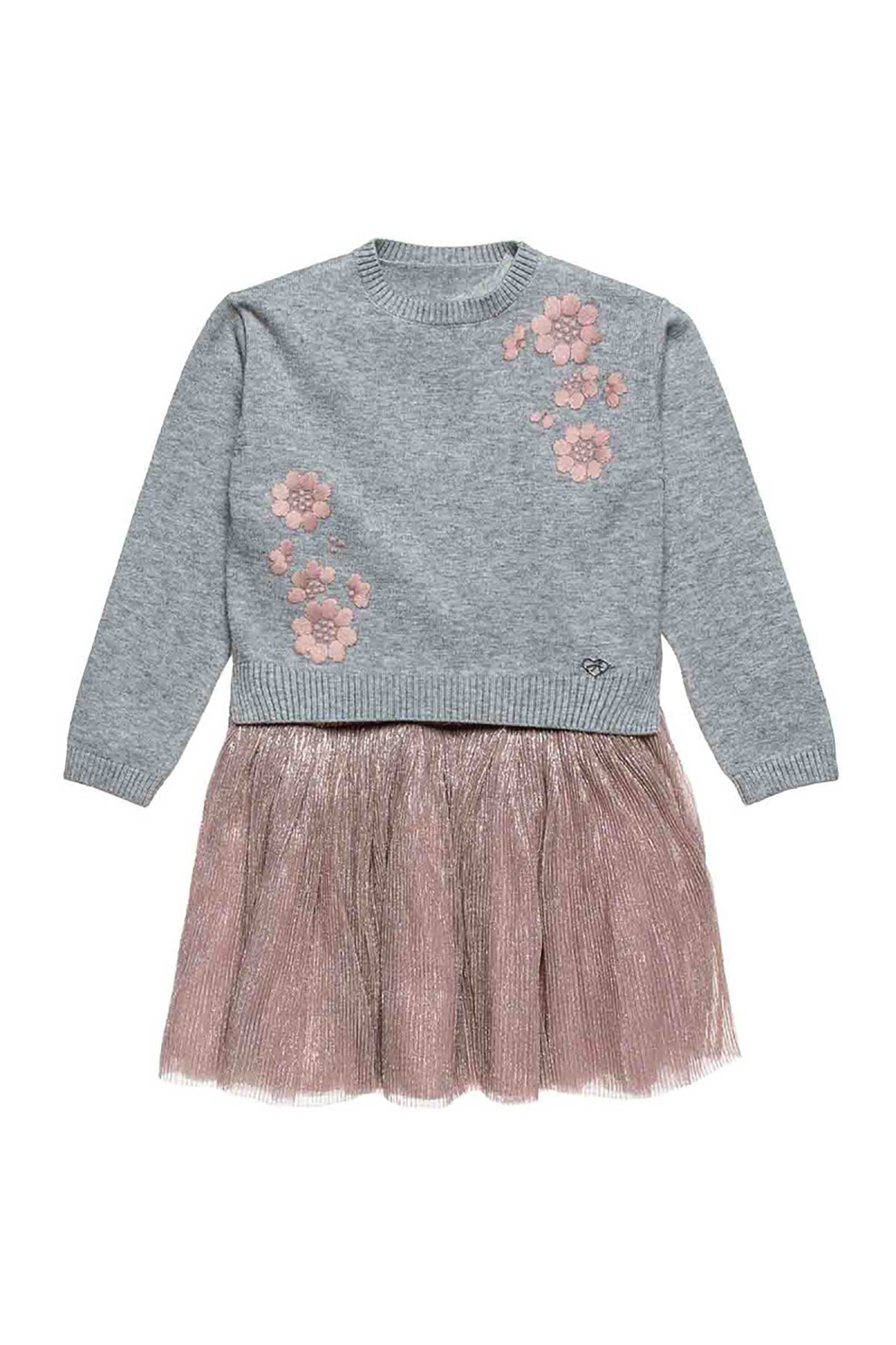 Alouette παιδικό φόρεμα με πουλόβερ (6-14 ετών) - 00942136 Γκρι