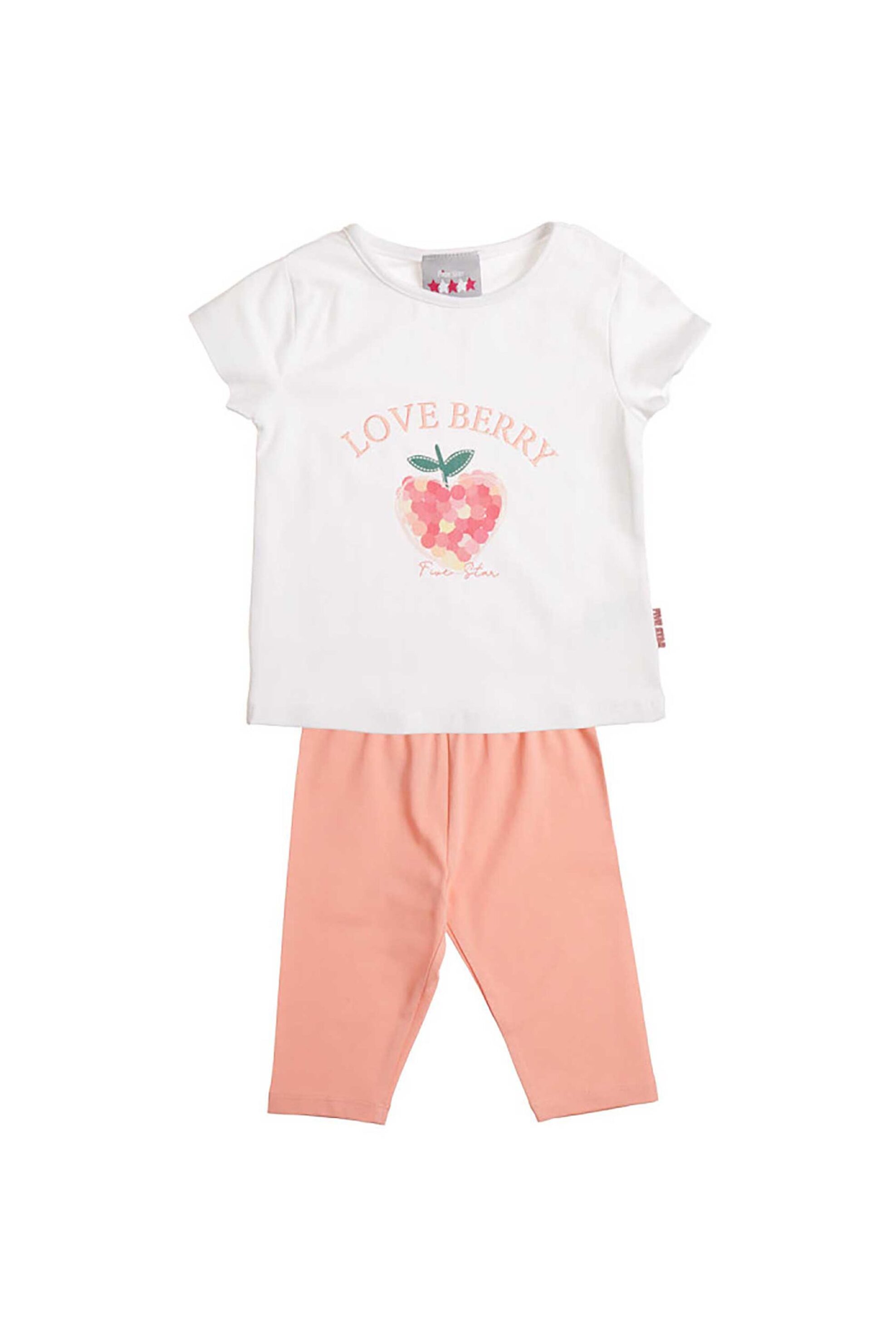 Alouette σετ παιδική μπλούζα και κολάν κάπρι "Five Star" (2 τεμάχια) - 00270768 Λευκό