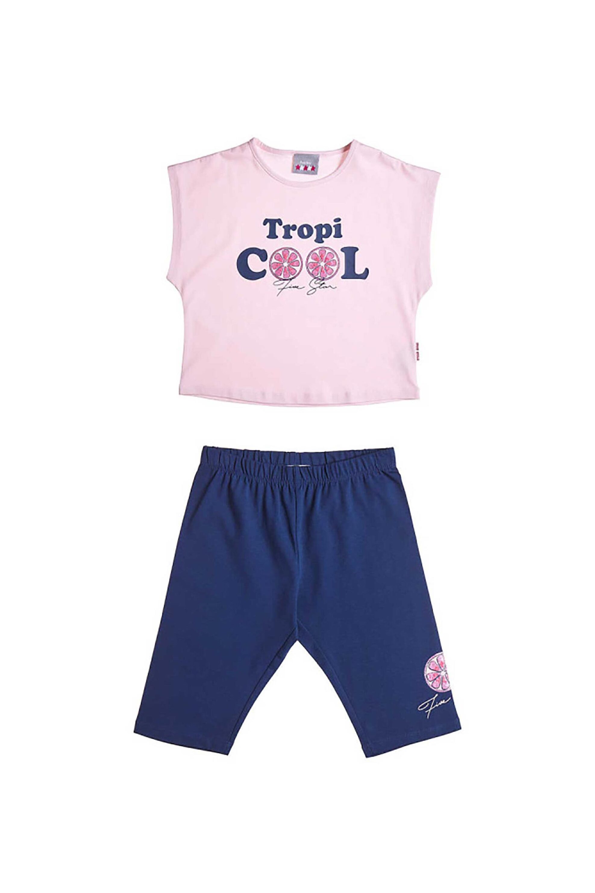 Alouette σετ παιδική μπλούζα και κολάν κάπρι "Five Star" (2 τεμάχια) - 00970668 Ροζ