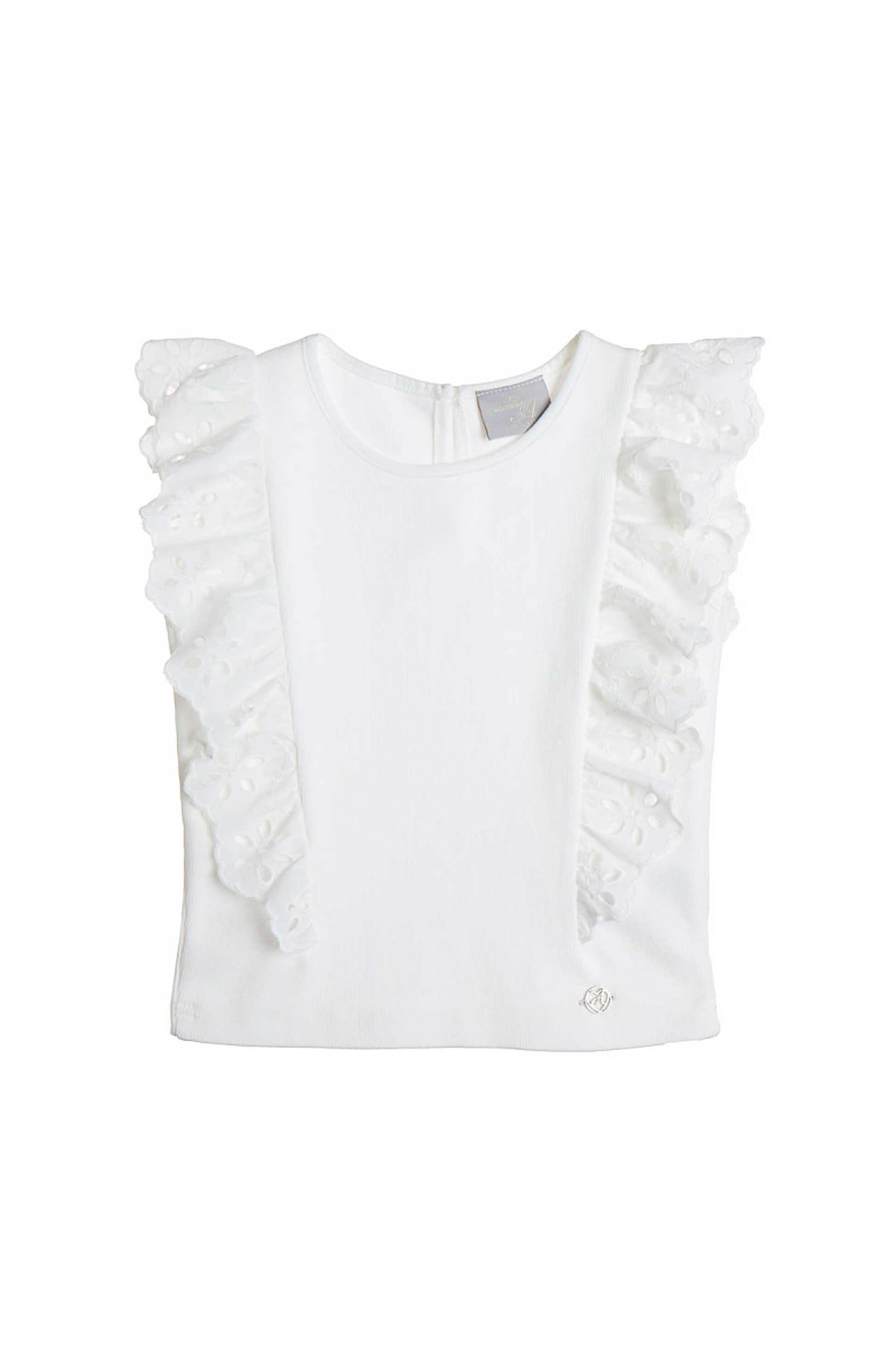 Alouette παιδική μπλούζα με διάτρητα κεντήματα (6-16 ετών) - 00953014 Λευκό