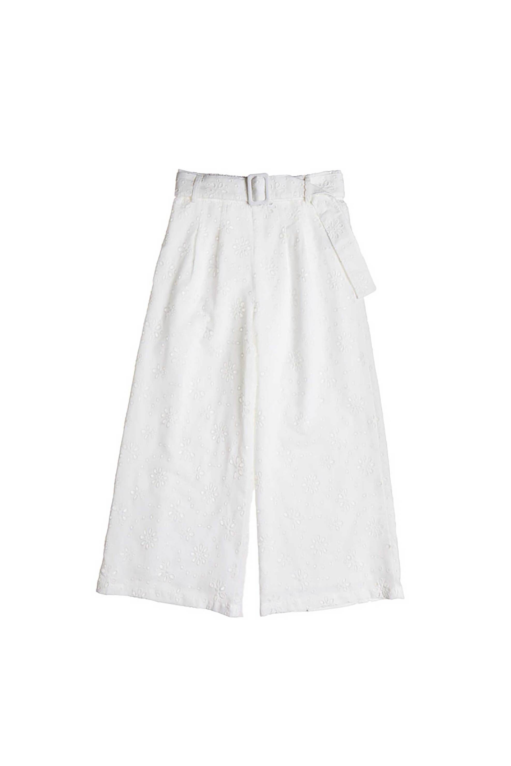 Alouette παιδικό παντελόνι με διάτρητα κεντήματα (6-14 ετών) - 00913652 Λευκό