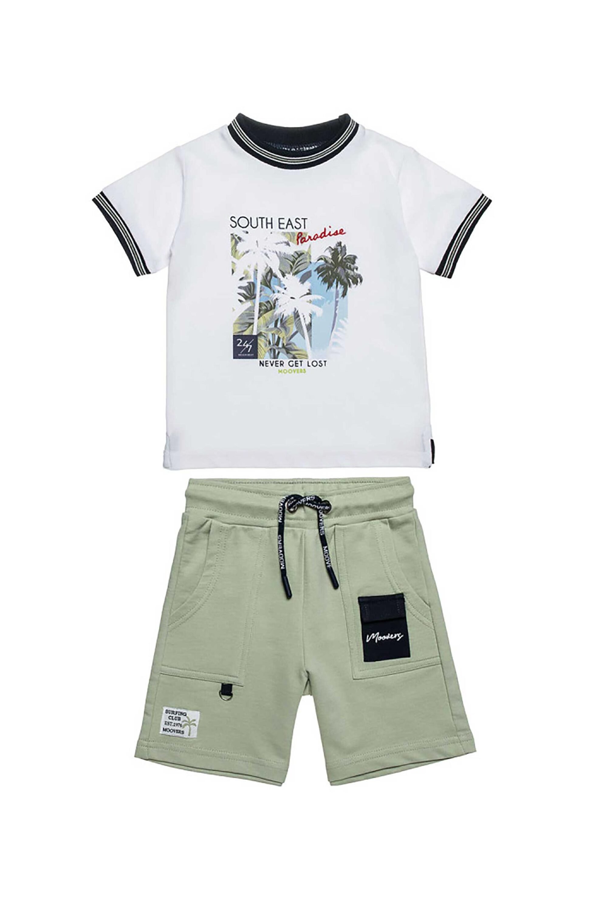 Alouette σετ παιδική μπλούζα και βερμούδα "Moovers" (2 τεμάχια) - 00270704 Λευκό