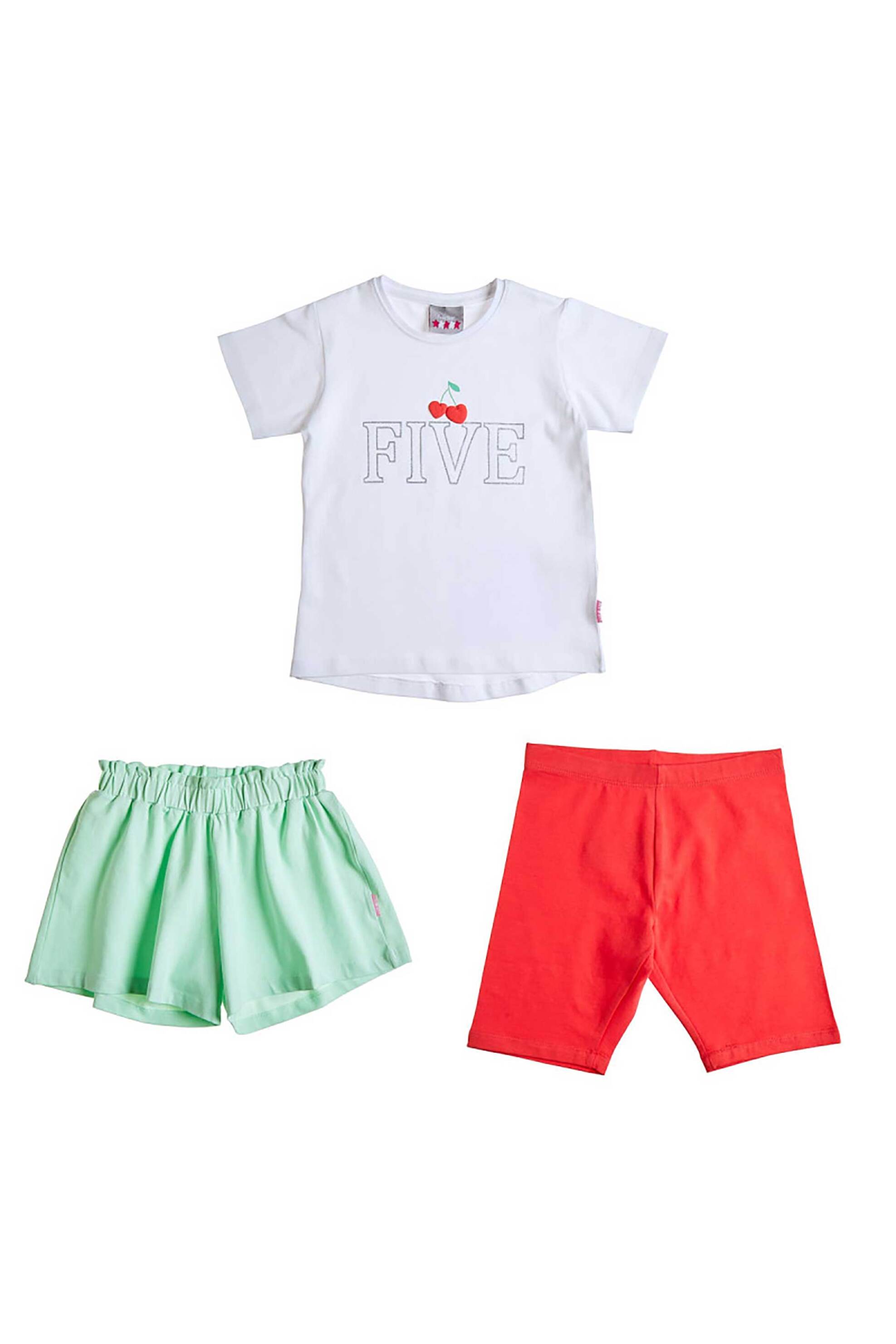 Alouette σετ παιδική μπλούζα και σορτς "Five Star" (3 τεμάχια) - 00970671 Λευκό