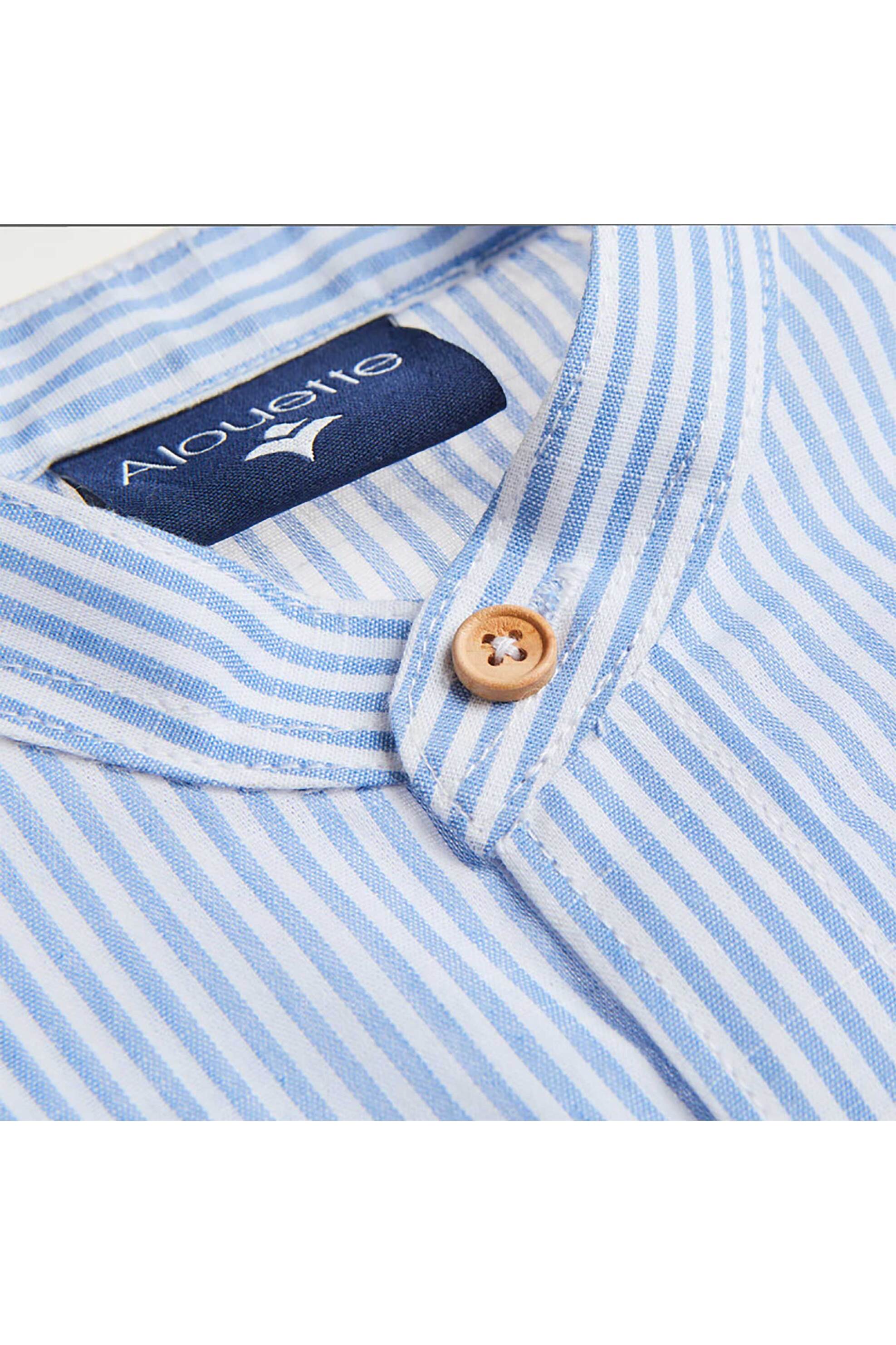 Alouette παιδικό πουκάμισο με ριγέ σχέδιο και μάο γιακά (12 μηνών-5 ετών) - 00251636 Μπλε φωτογραφία