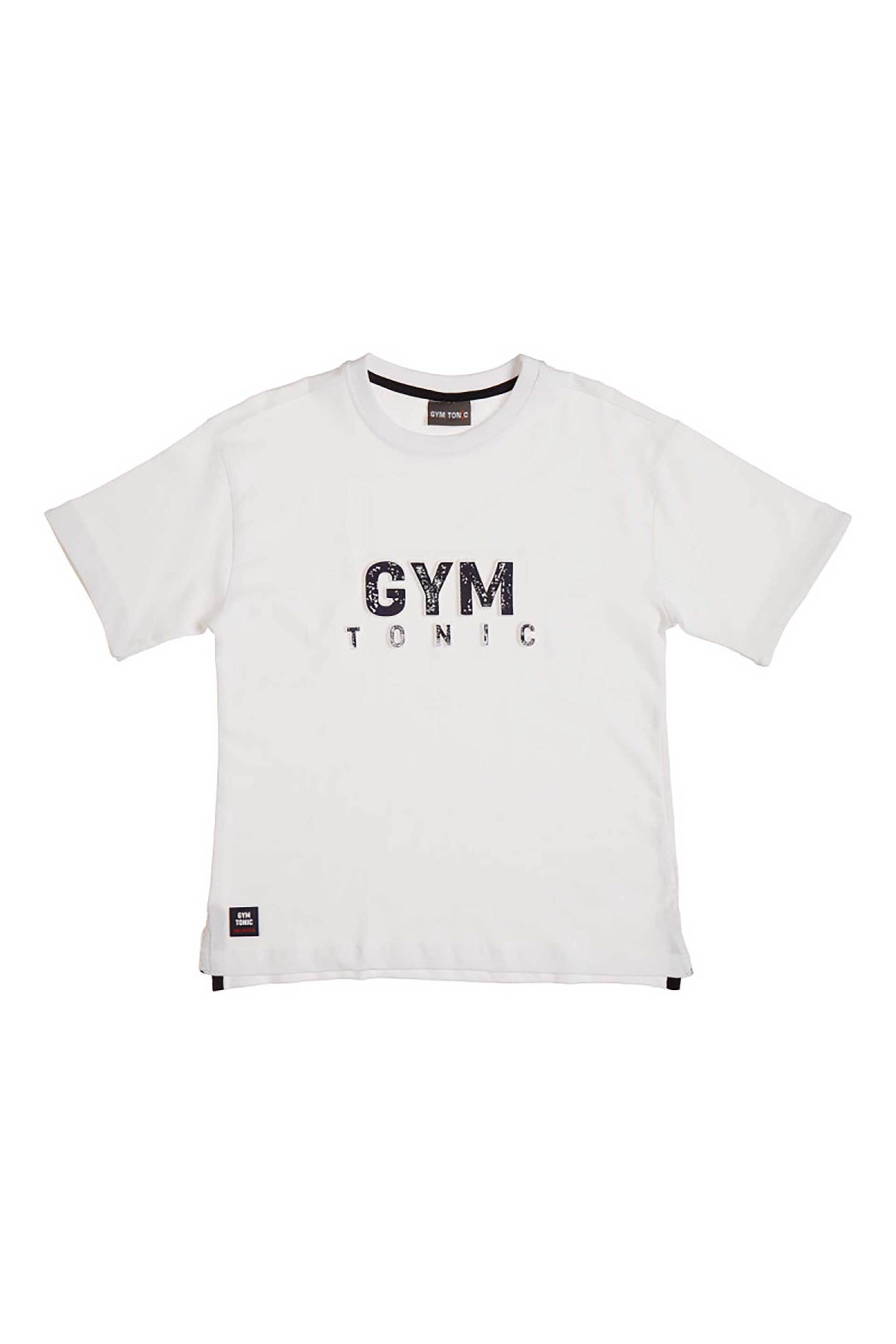 Alouette παιδική μπλούζα με ανάγλυφα γράμματα "Gym Tonic" (6-16 ετών) - 00953024 Λευκό