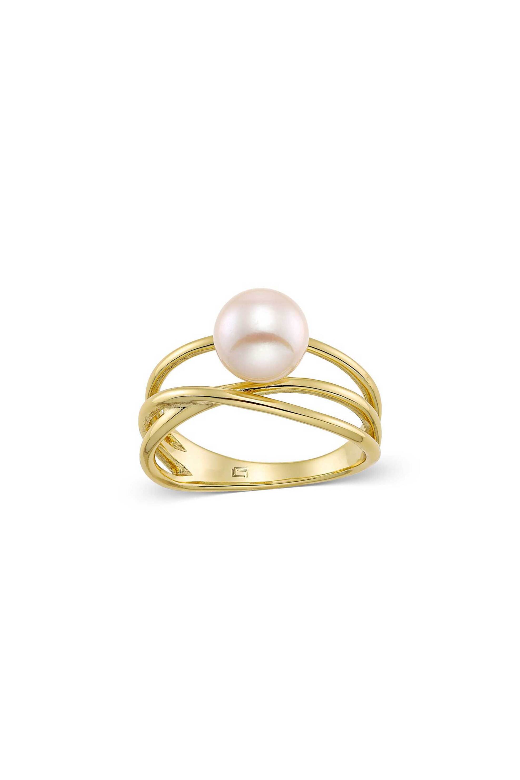 Li - LA - LO Li - LA - LO γυναικείο δαχτυλίδι με freshwater pearl από επιχρυσωμένο ασήμι 925° 