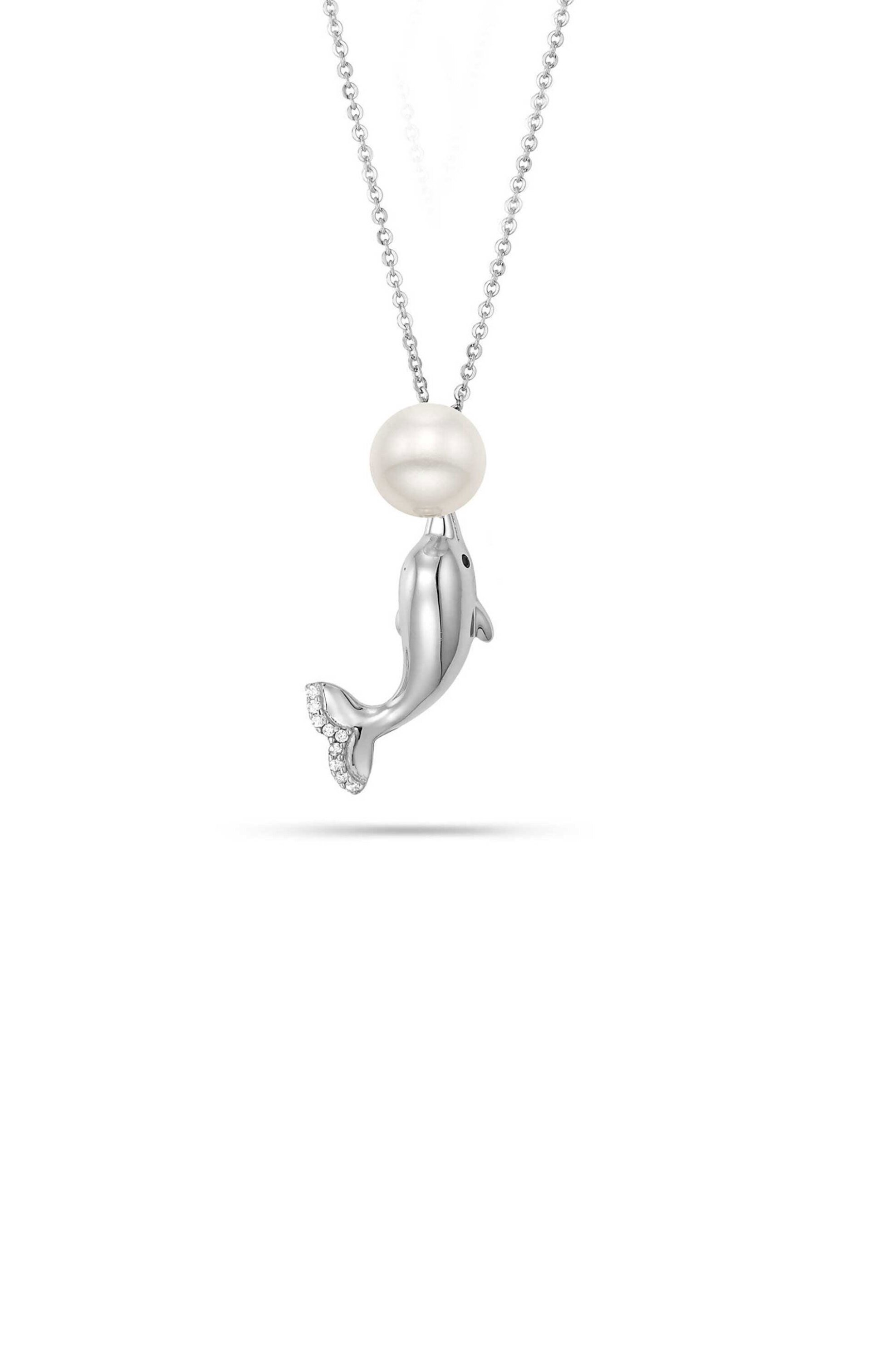 Li - LA - LO Li-LA-LO γυναικείο κολιέ με freshwater pearl και ζιργκόν από επιροδιωμένο ασήμι 925° 