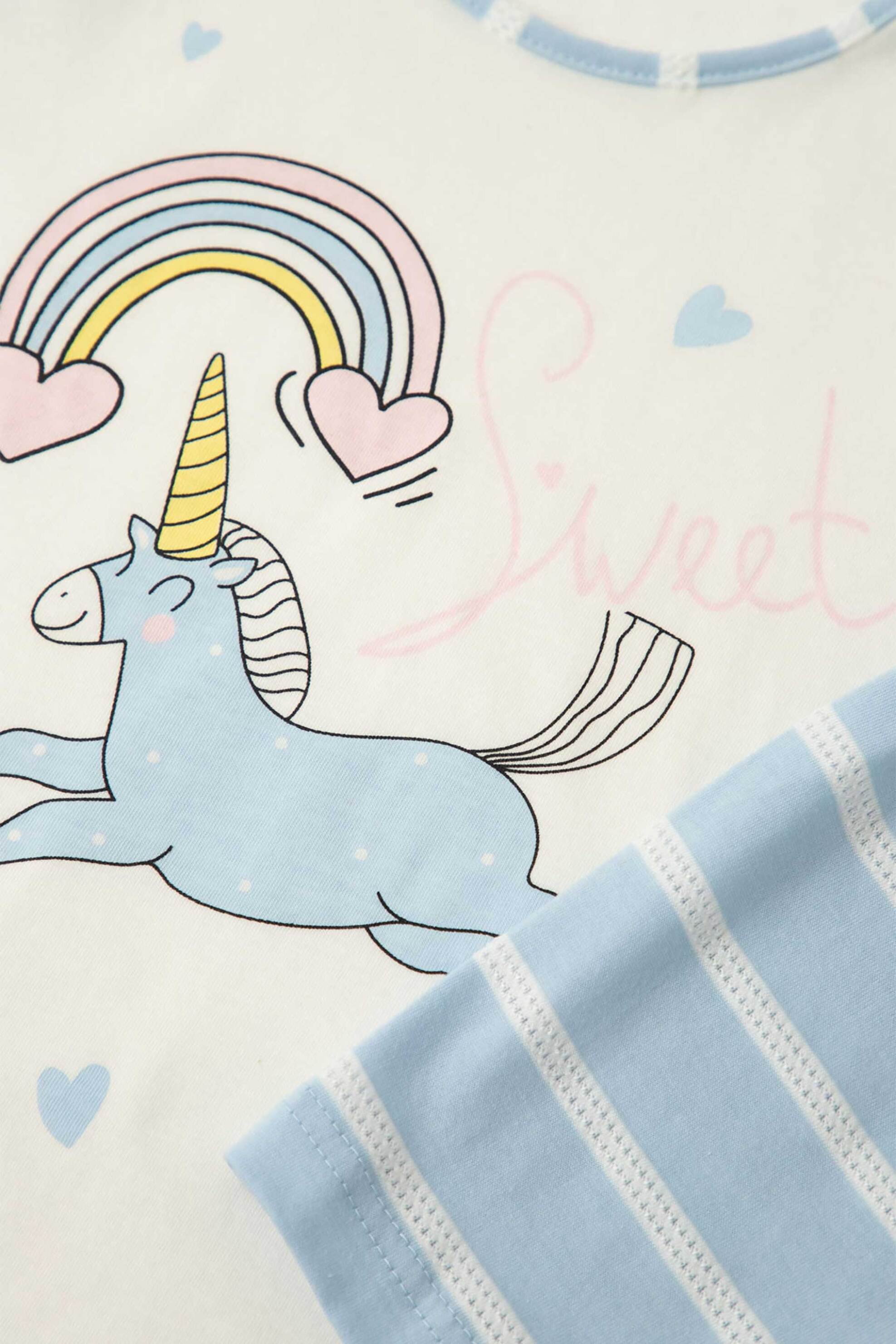 Minerva παιδική πιτζάμα για κορίτσια "Unicorn Stripes" - 90-62355-003-002 Εκρού φωτογραφία