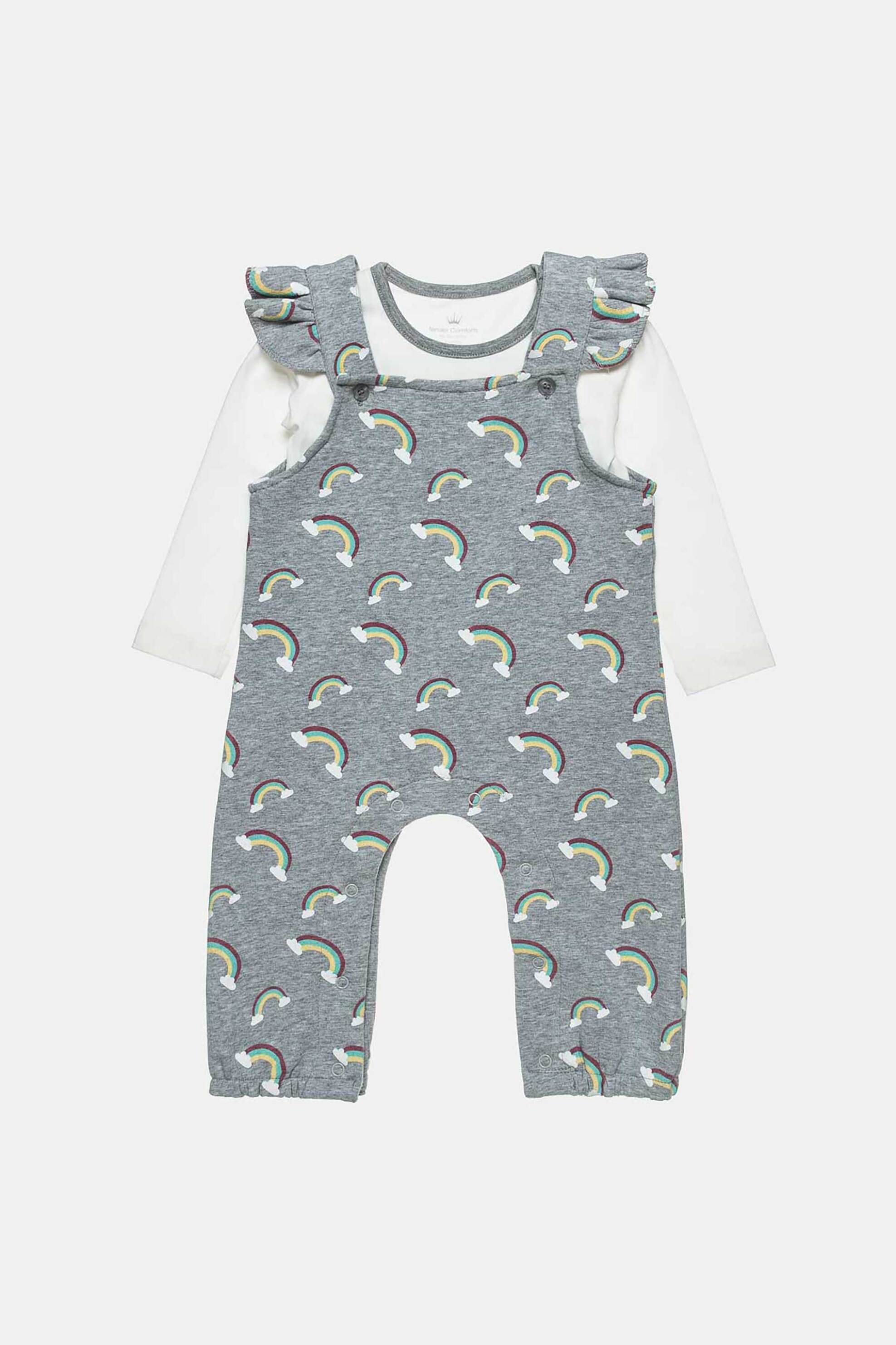 ALOUETTE Alouette βρεφικό σετ σαλοπέτα με σχέδιο και μπλούζα "Tender Comforts" (1-12 μηνών) - 00470838 Γκρι