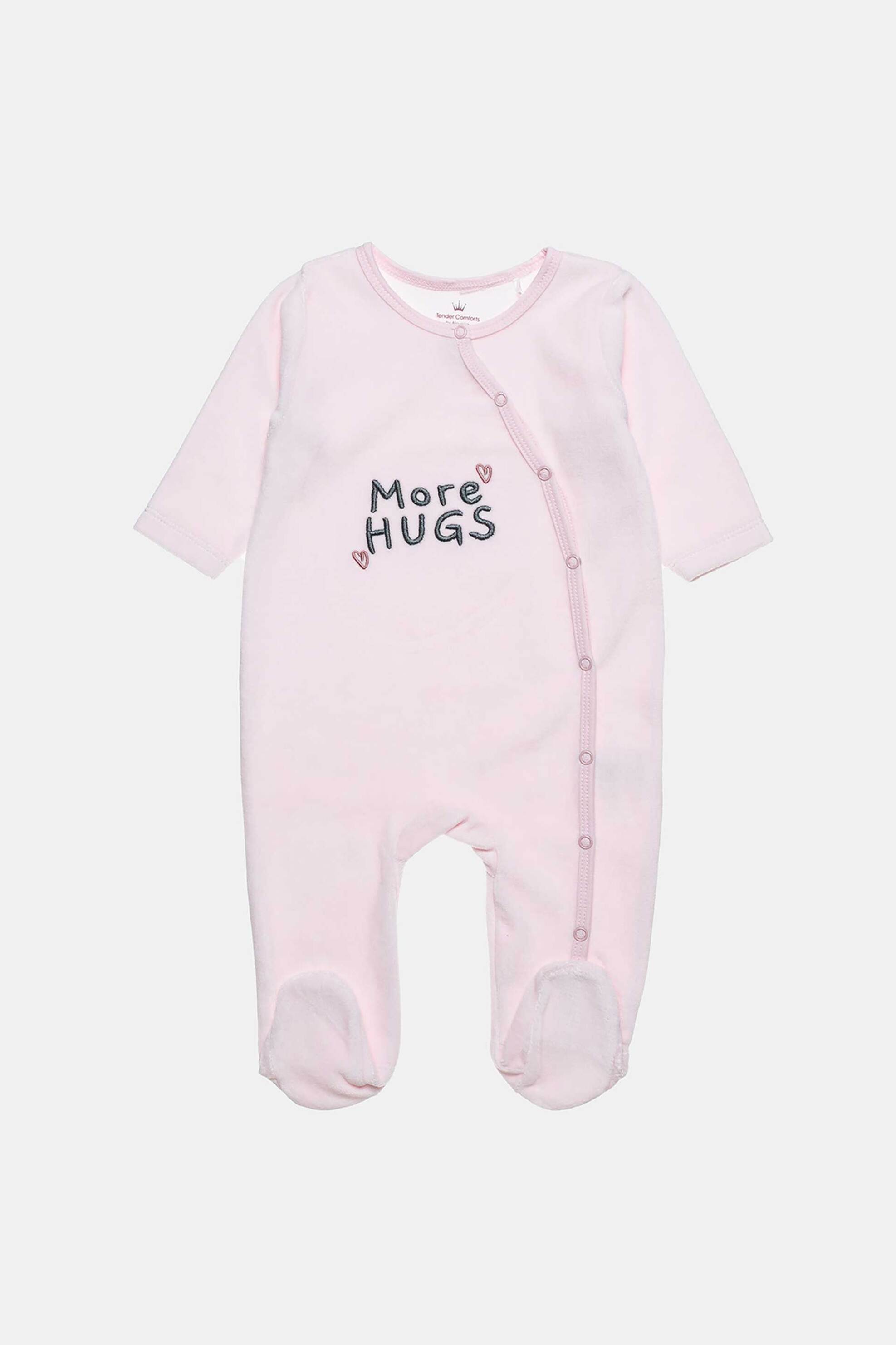 Alouette βρεφικό φορμάκι βελουτέ με κέντημα (1-12 μηνών) - 00481299 Ροζ