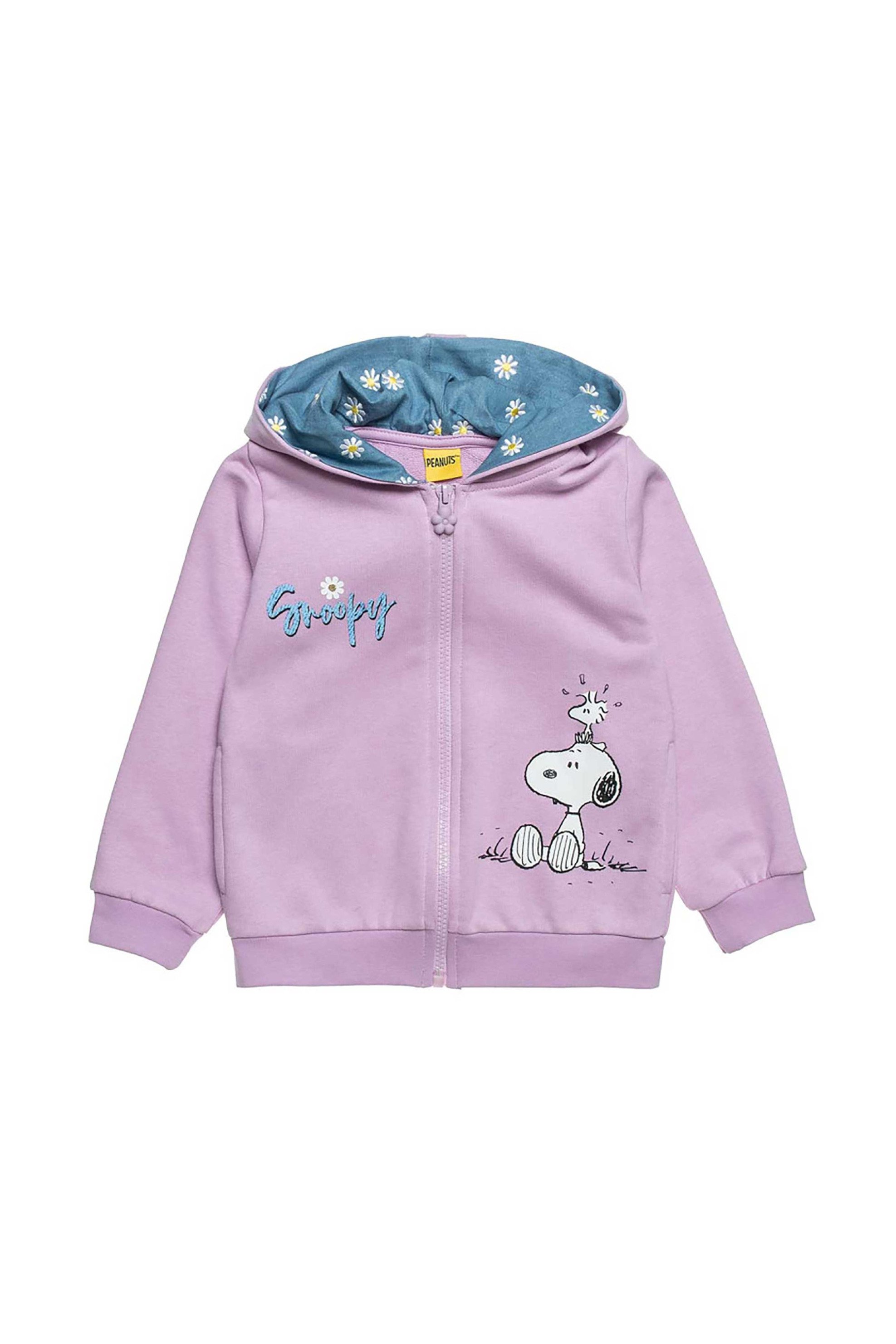 ALOUETTE Alouette παιδική ζακέτα με κουκούλα και κέντημα "Snoopy" (12 μηνών - 8 ετών) - 00360276 Μοβ