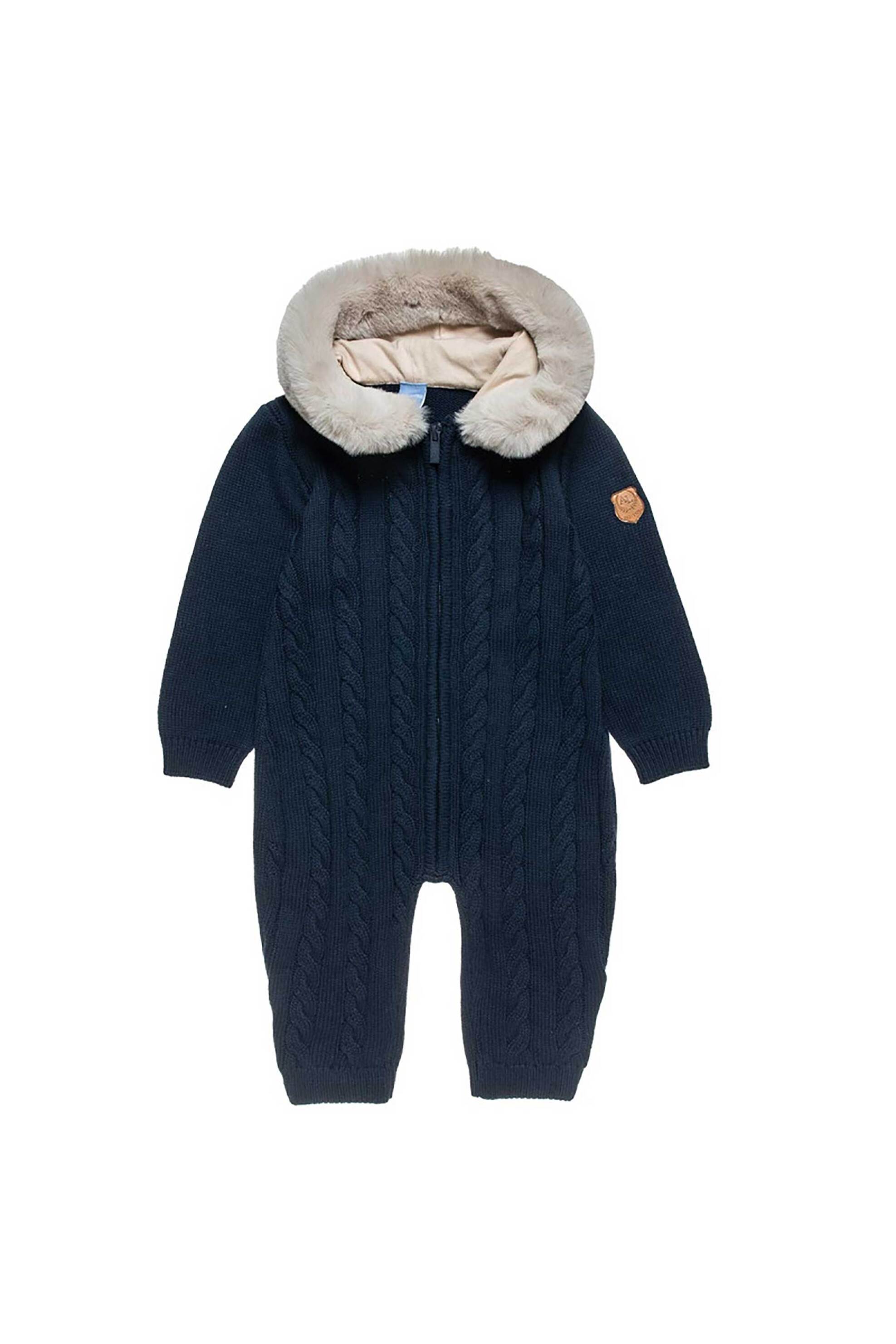 ALOUETTE Alouette βρεφικό φορμάκι εξόδου πλεκτό με κουκούλα (1 - 12 μηνών) - 00481275 Σκούρο Μπλε