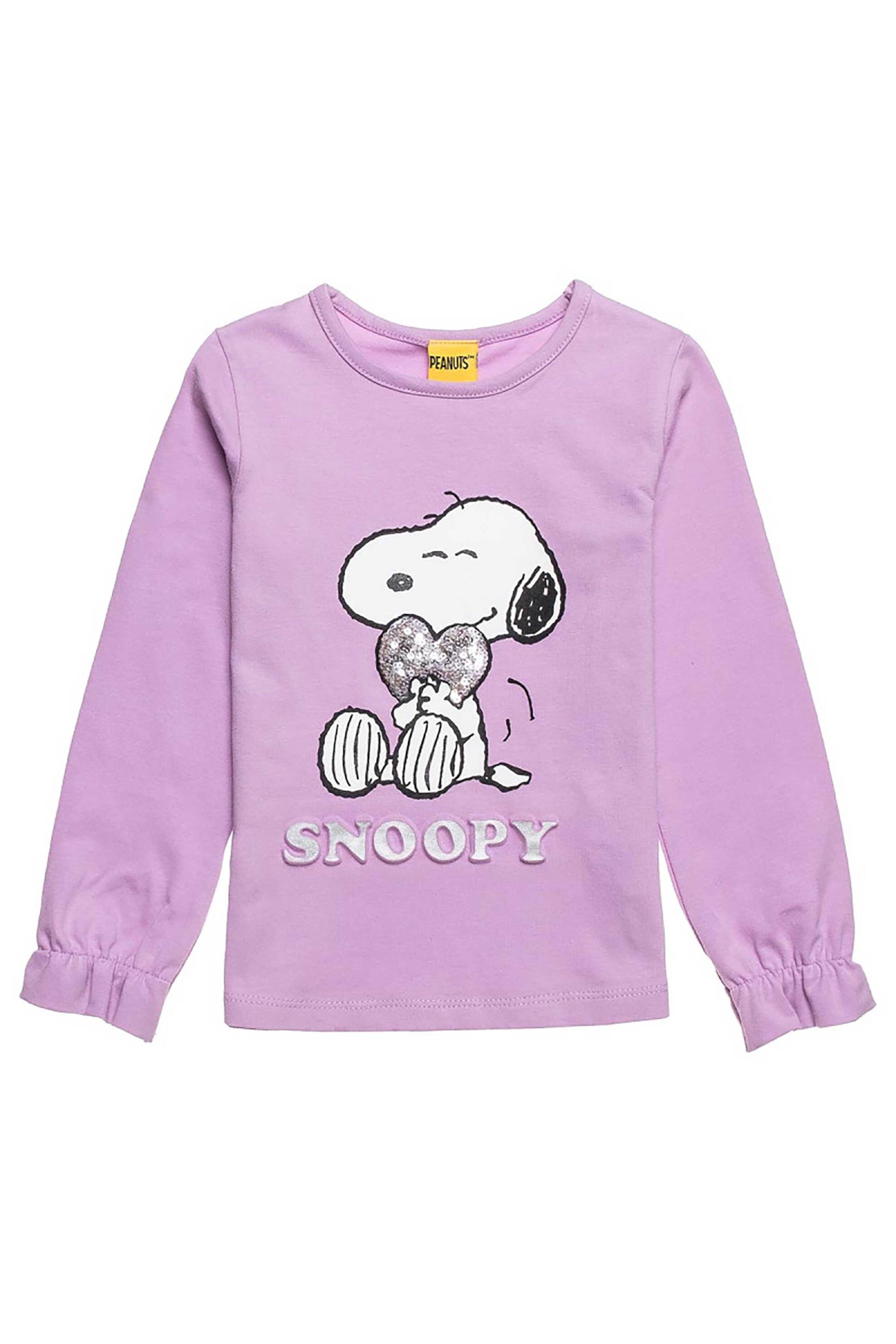 Alouette παιδική μπλούζα με παγιέτες και print "Snoopy" - 00321182 Βιολετί