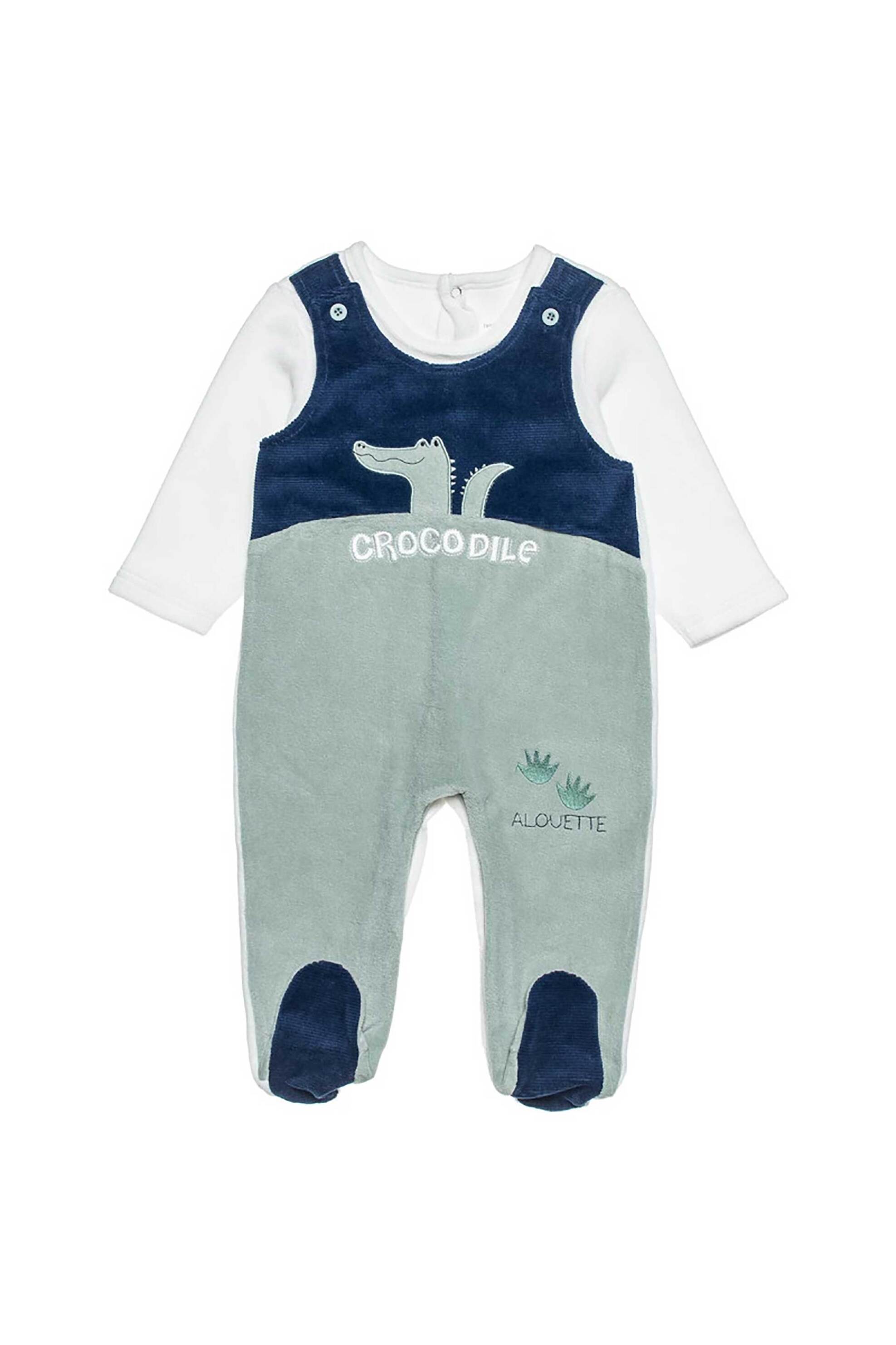 Alouette βρεφικό φορμάκι με κεντήματα "Tender Comforts" (1 - 12 μηνών) - 00481351 Λευκό - Μπλε