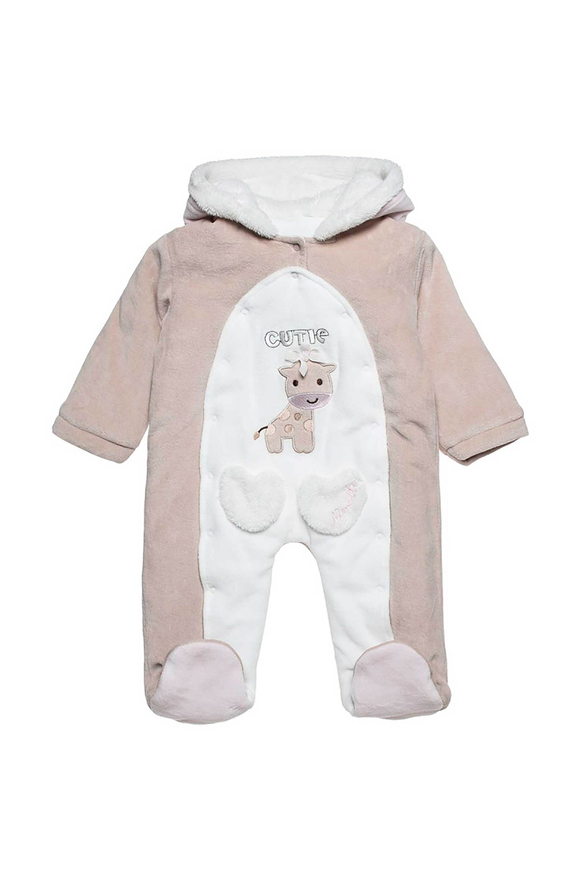 ALOUETTE Alouette βρεφικό φορμάκι εξόδου με κεντήματα και κουκούλα "Tender Comforts" (1 - 12 μηνών) - 00481347 Μπεζ