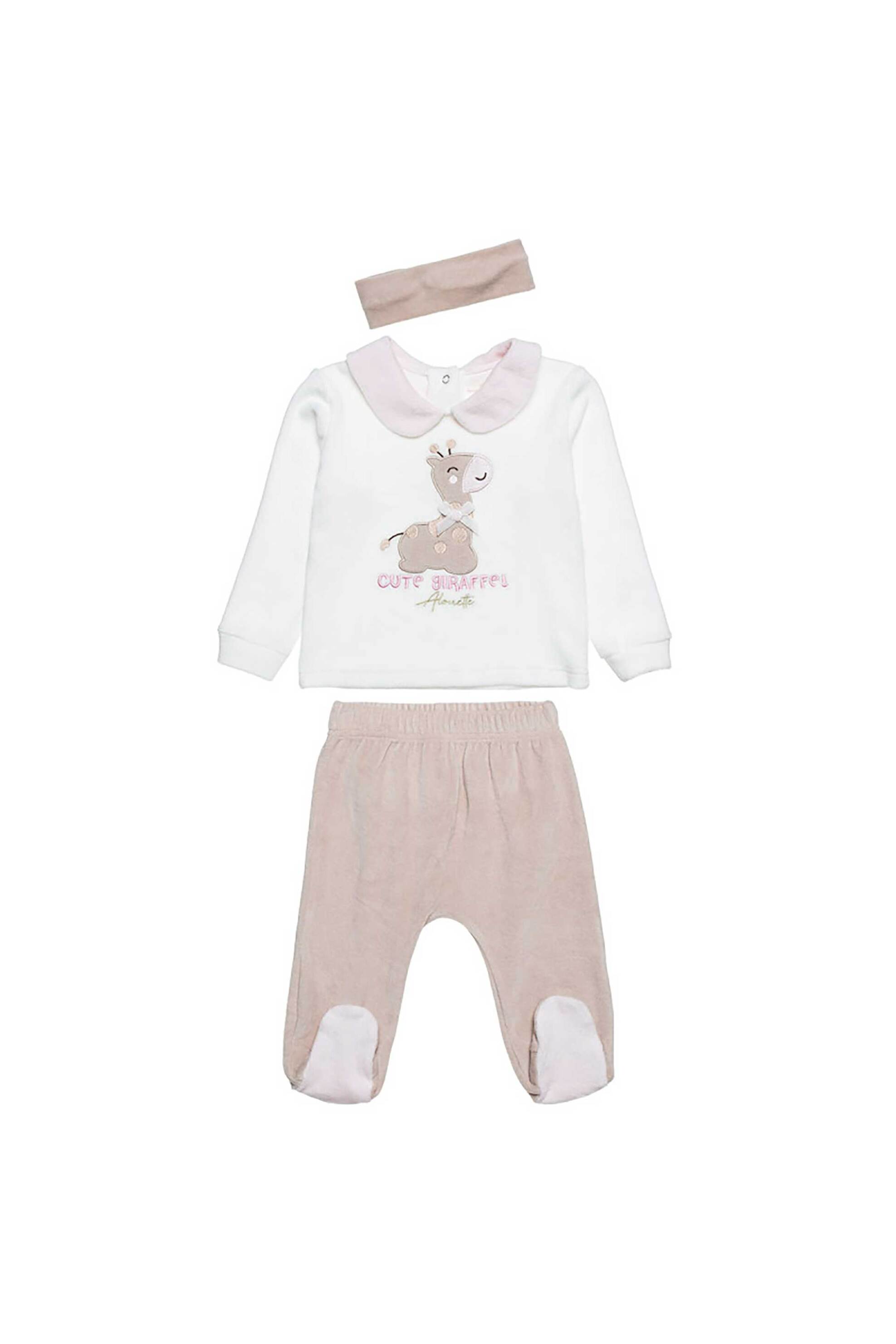 ALOUETTE Alouette βρεφικό σετ μπλούζα, παντελονάκι και κορδέλα βελουτέ ''Tender Comforts'' (3-12 μηνών) - 00470939 Εκρού