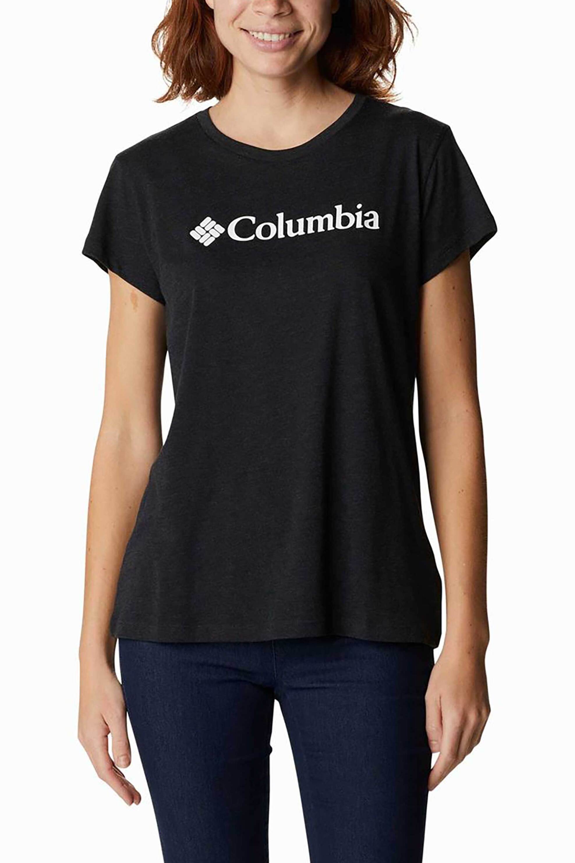 COLUMBIA Columbia γυναικείο T-shirt μονόχρωμο με contrast logo prints "Columbia Trek™" - 1992134014M Μαύρο
