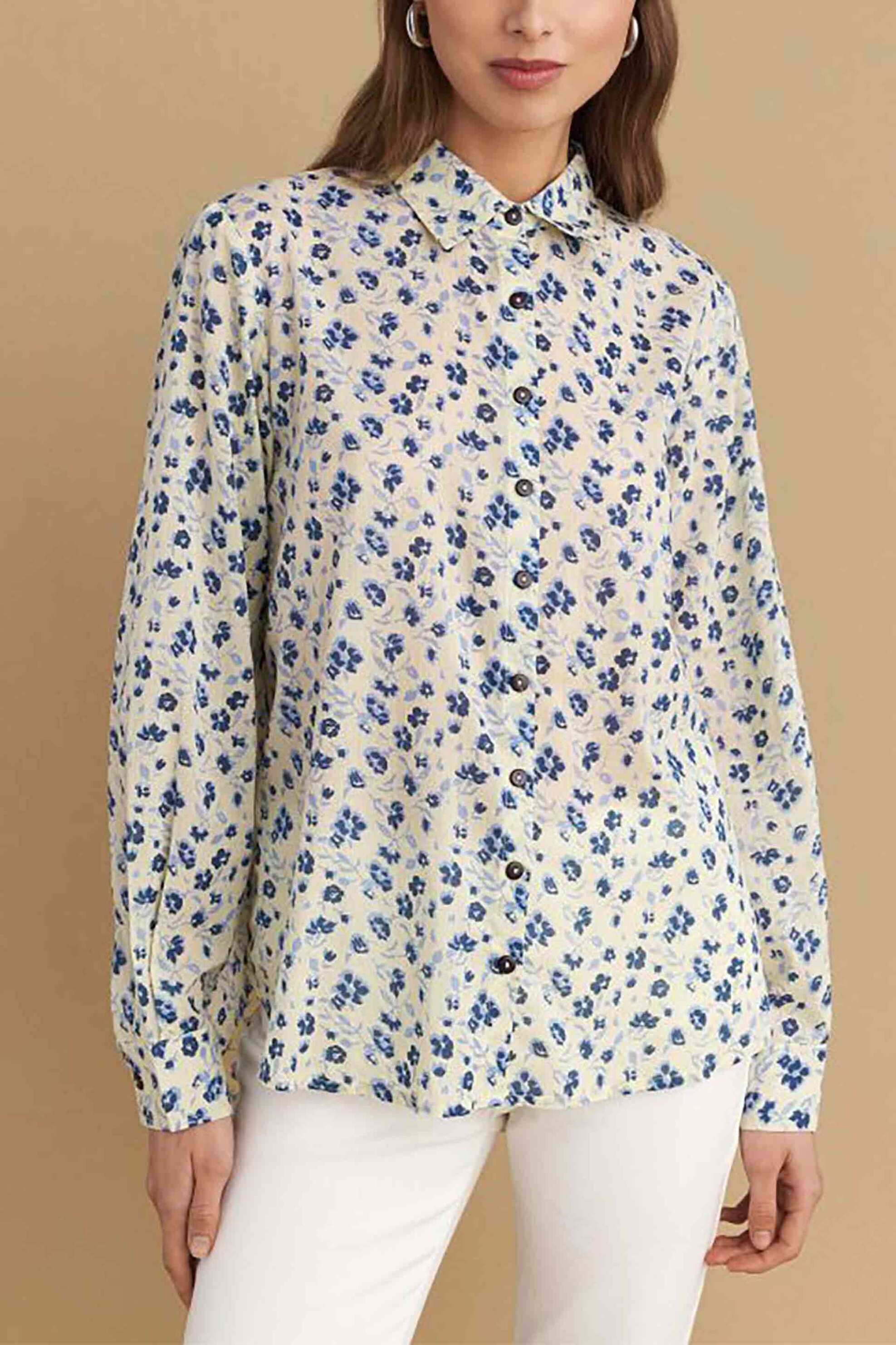  Attrattivo γυναικείο πουκάμισο με all-over floral print - 9920278 Εκρού 2025
