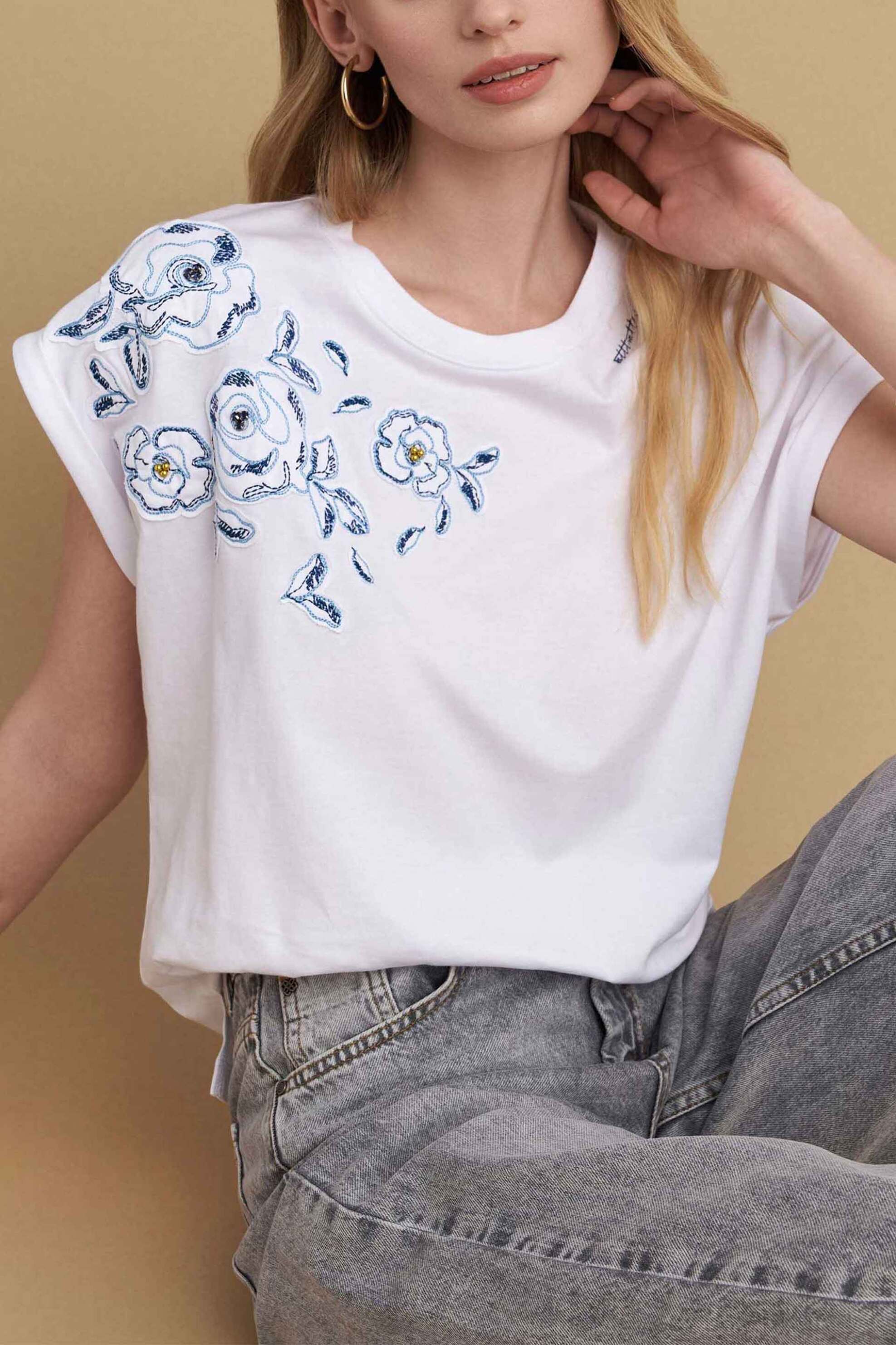  Attrattivo γυναικείο T-shirt με floral print - 9920881 Λευκό 2025