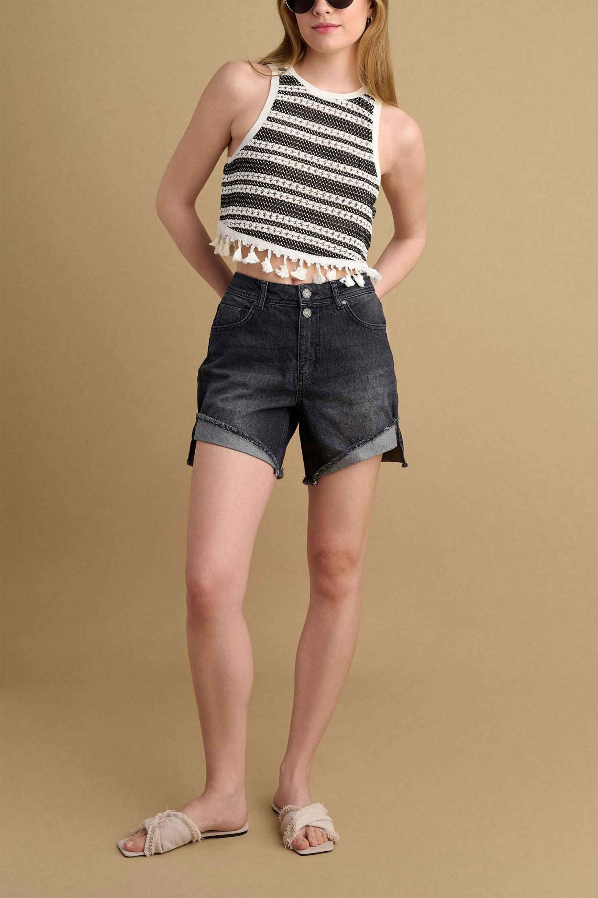 ATTRATTIVO Attrattivo γυναικείo denim σορτς - 9920979 Ανθρακί