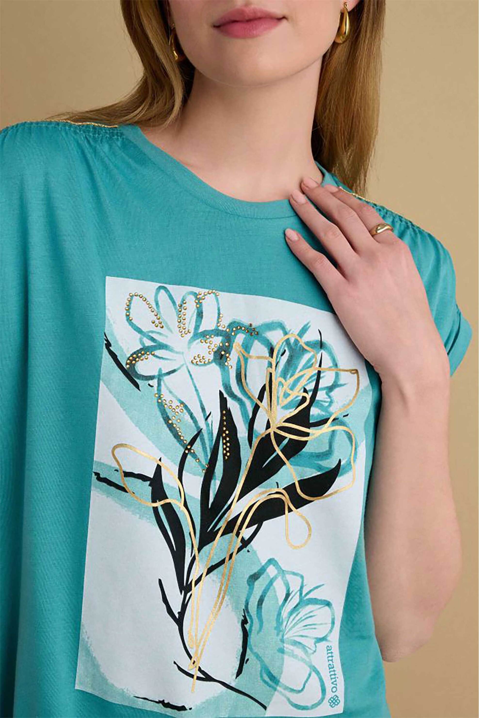 Attrattivo γυναικείο T-shirt με graphic print - 9920885 Γαλάζιο φωτογραφία