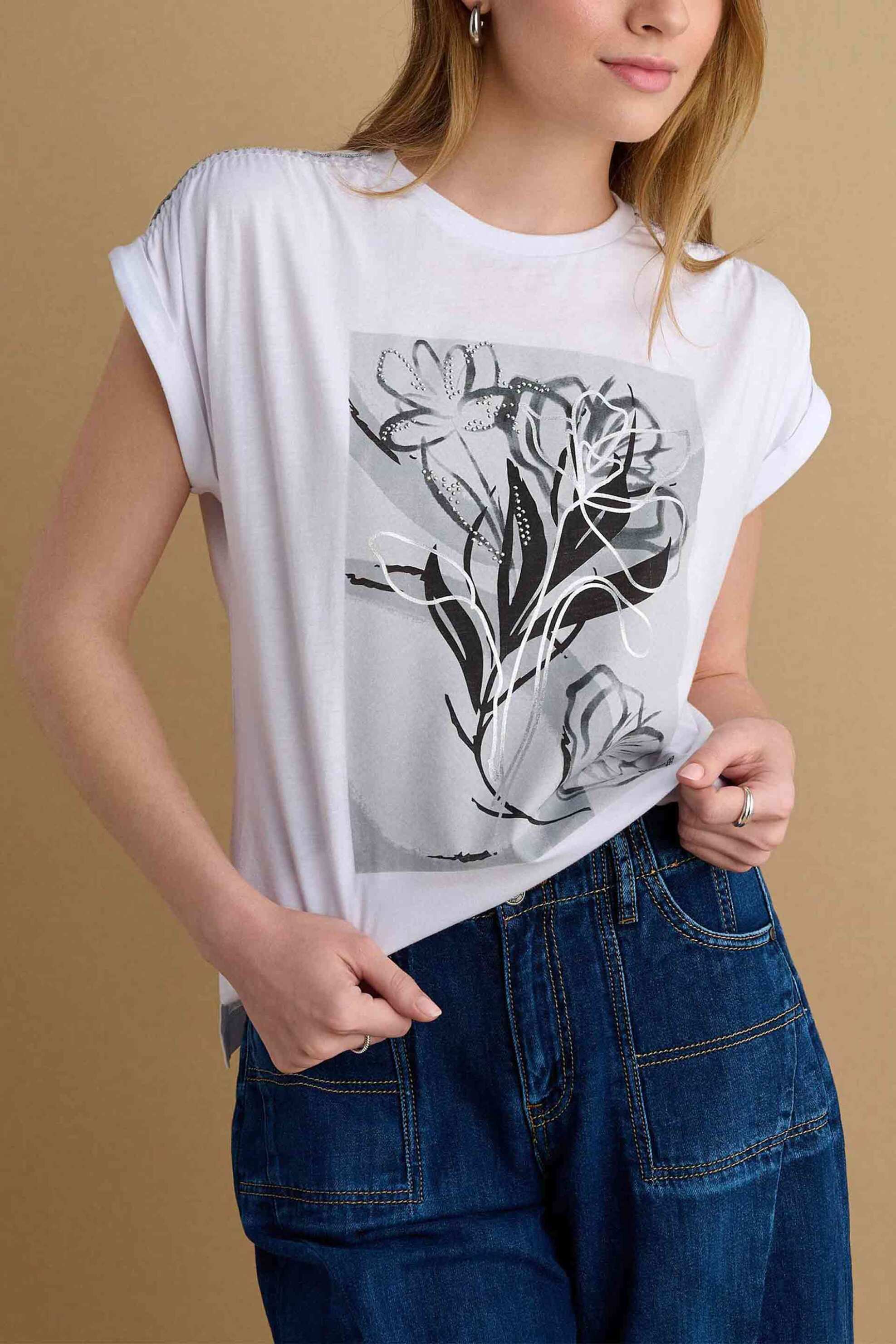 ATTRATTIVO Attrattivo γυναικείο T-shirt με graphic print - 9920885 Λευκό