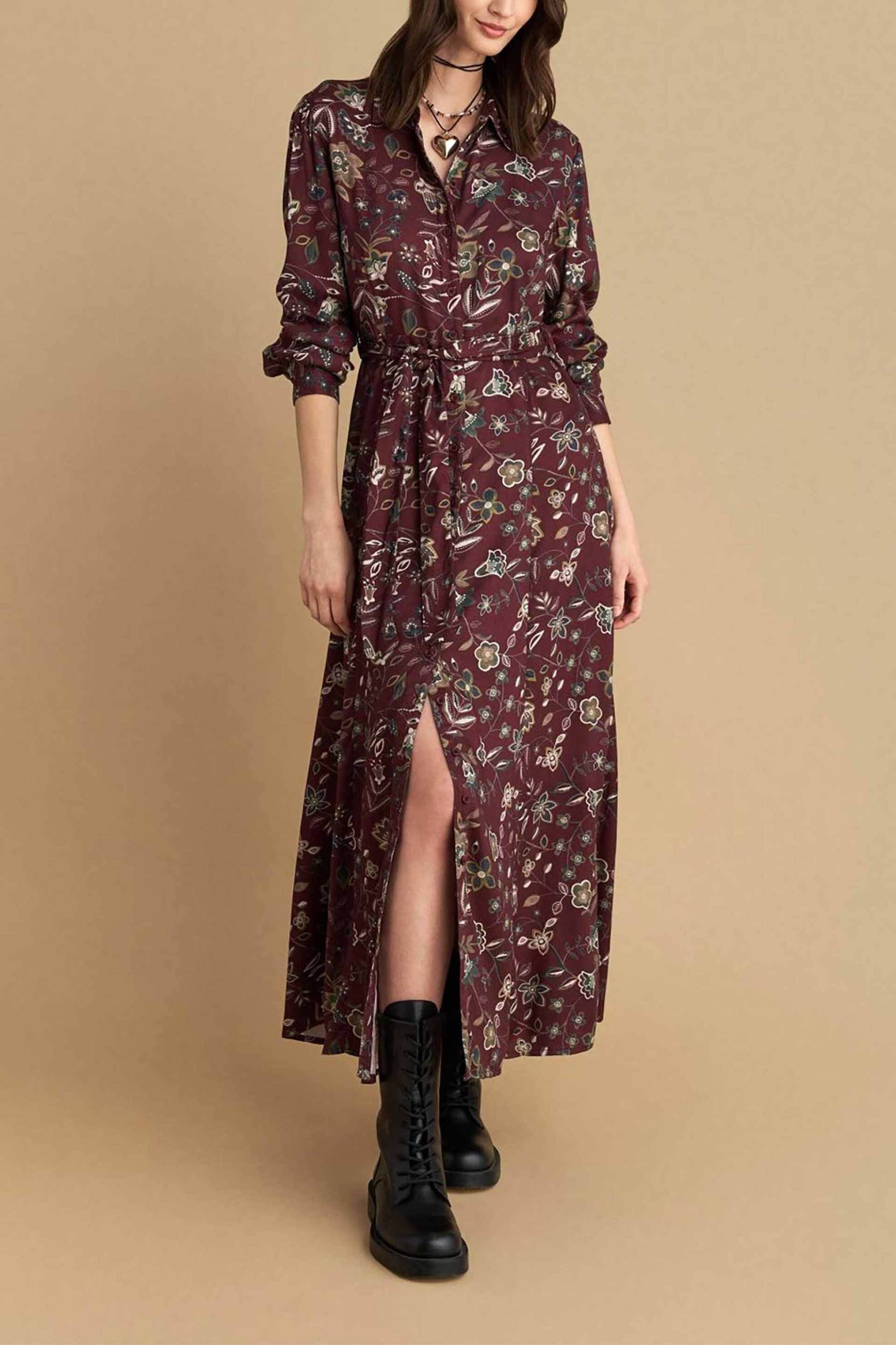 ATTRATTIVO Attrativo γυναικείο maxi φόρεμα σεμιζιέ με floral print - 9921753 Μαύρο