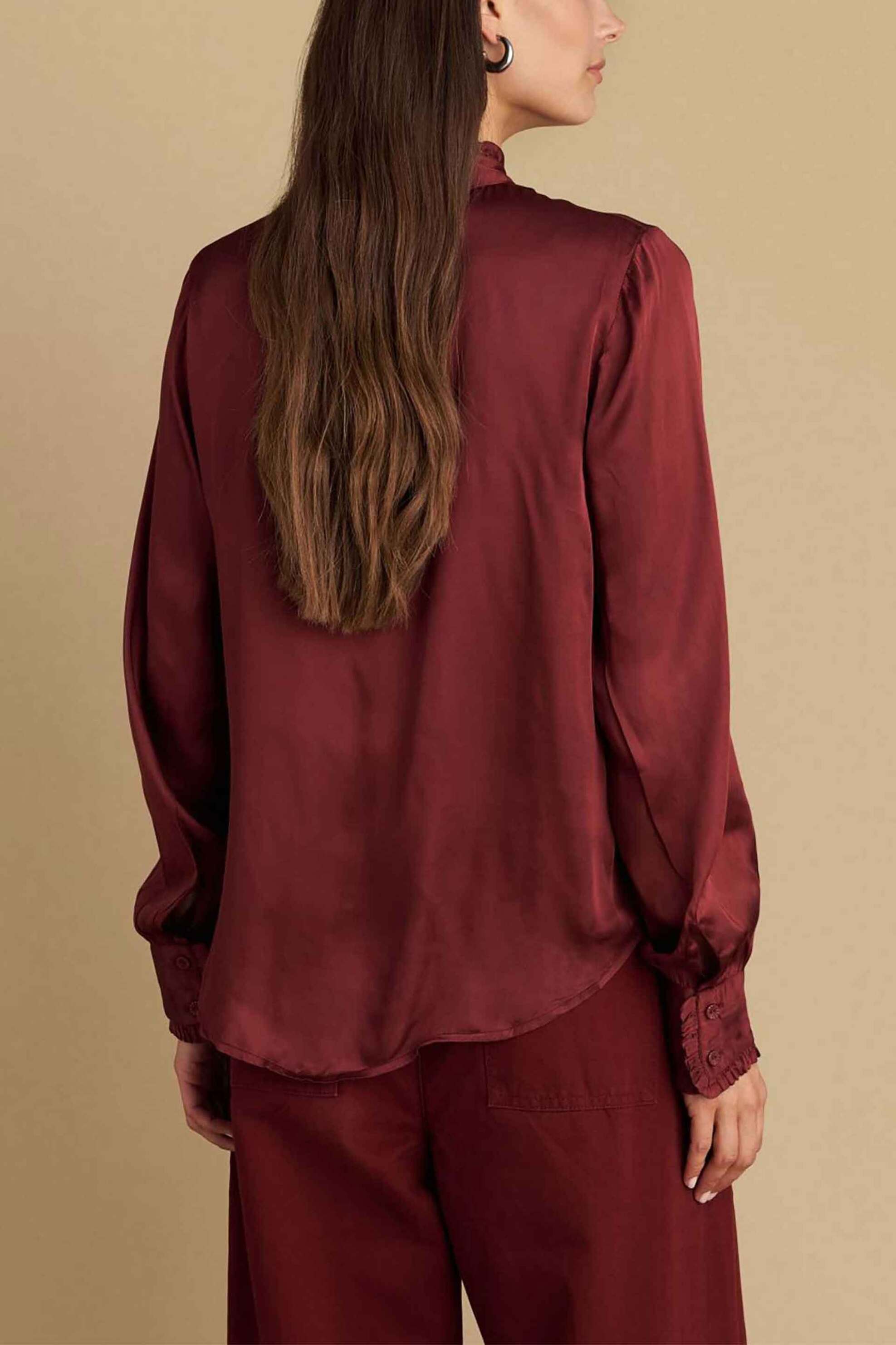 Attrativo γυναικείο πουκάμισο με φιόγκο - 9922026 Μπορντό φωτογραφία