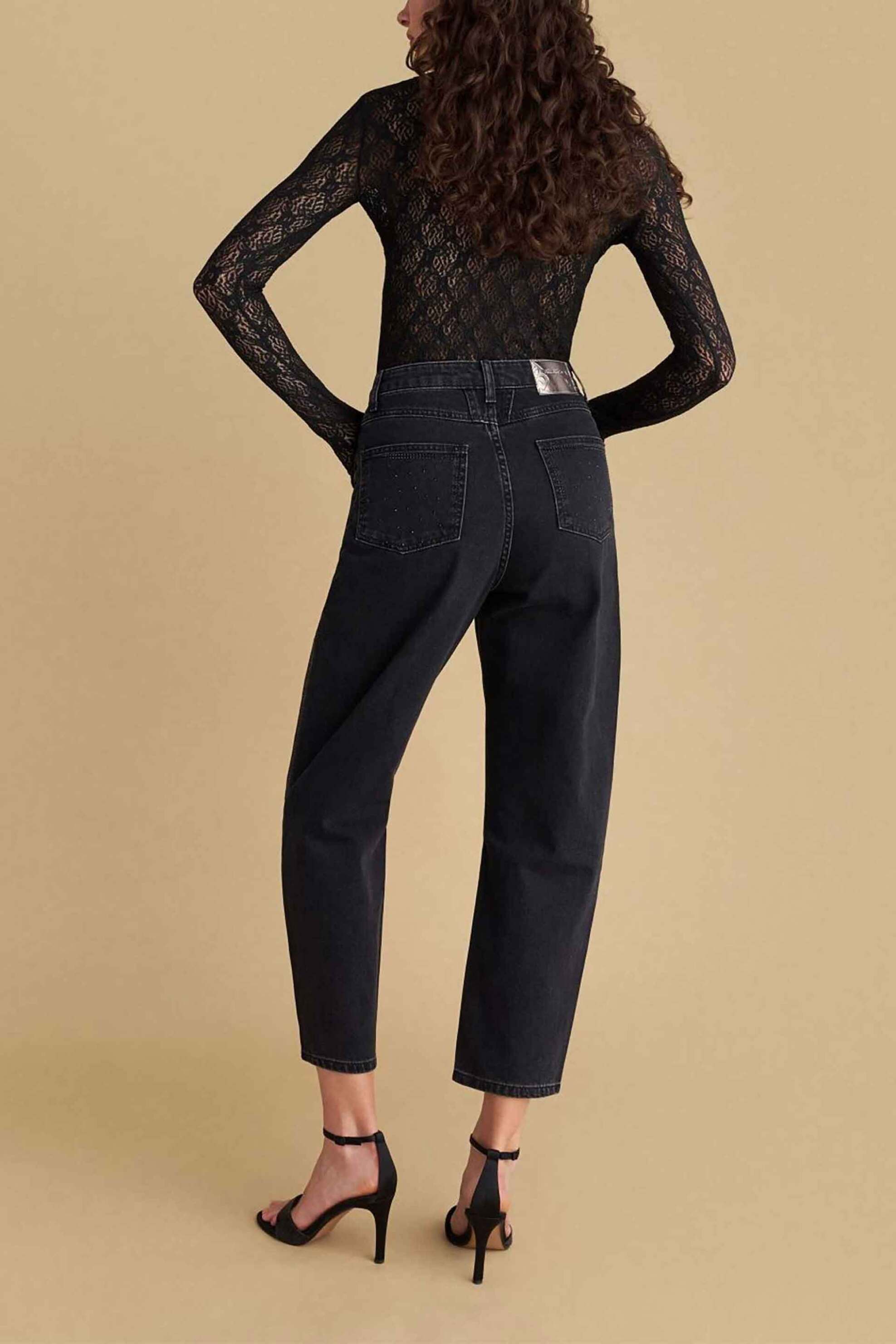 Attrativo γυναικείο τζιν παντελόνι πεντάτσεπο Mom Fit - 9921640 Μαύρο φωτογραφία