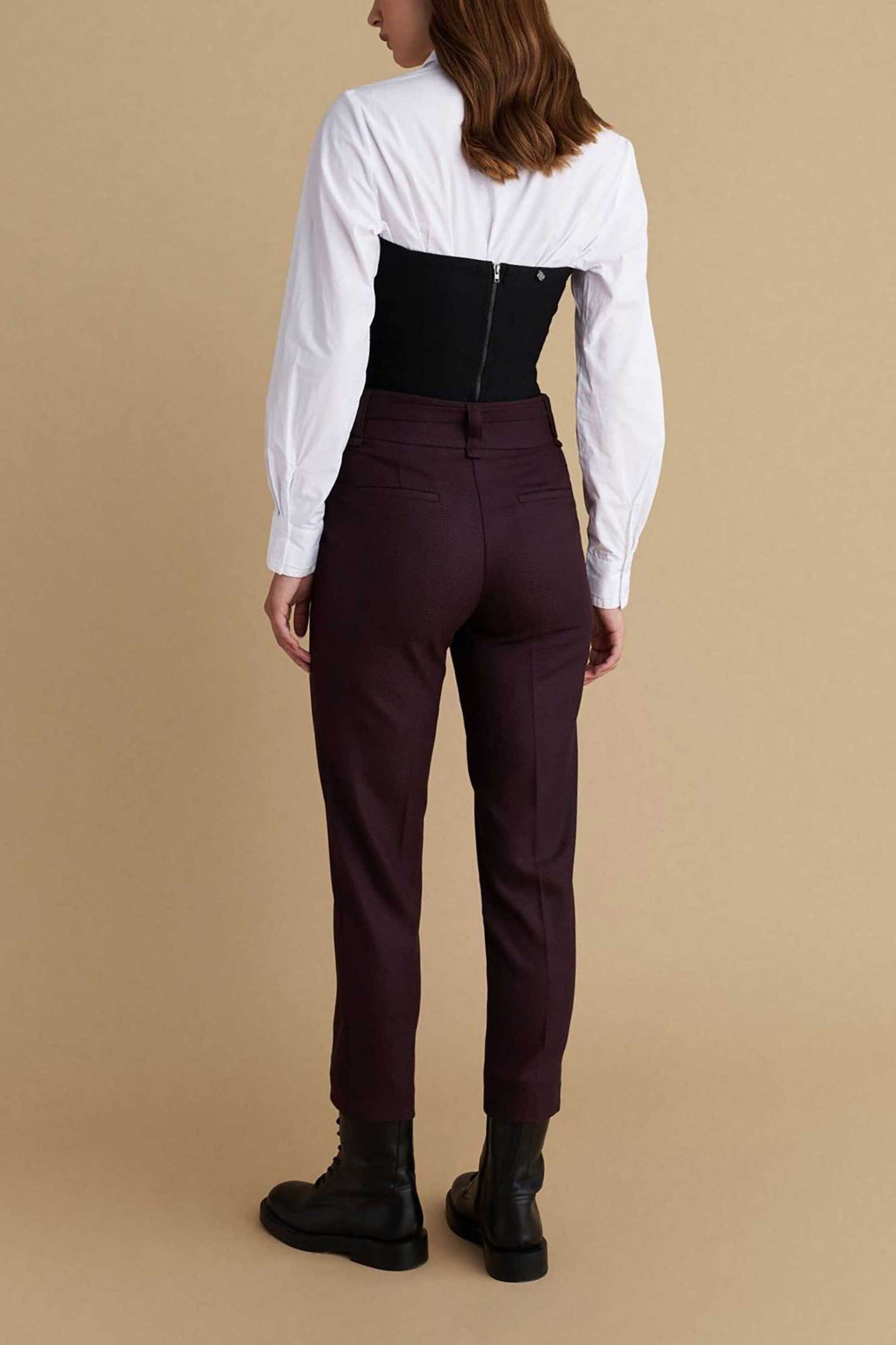 Attrativo γυναικείο παντελόνι με ζώνη Straight Fit - 92220068 Μπορντό φωτογραφία