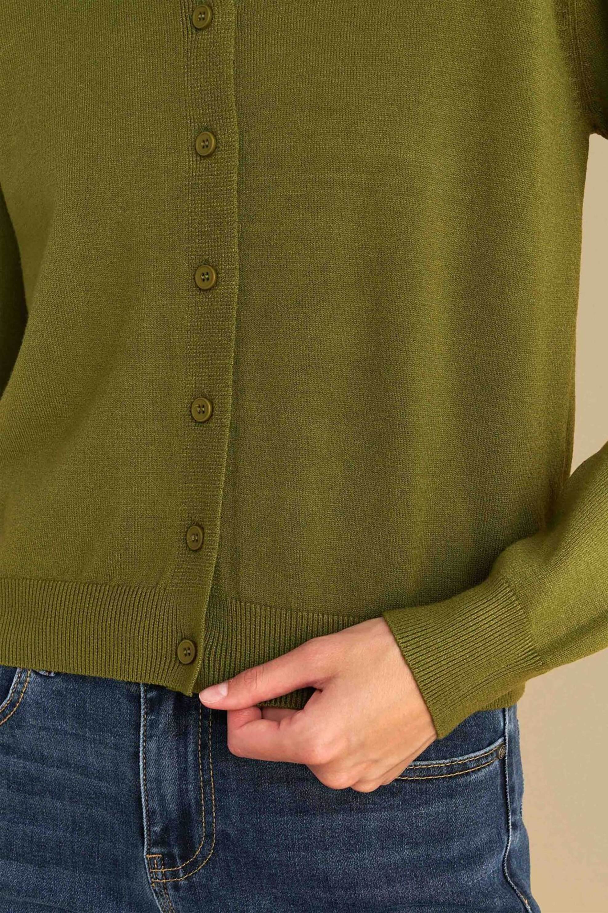 Attrativo γυναικεία πλεκτή ζακέτα - 9P22813A Λαδί φωτογραφία