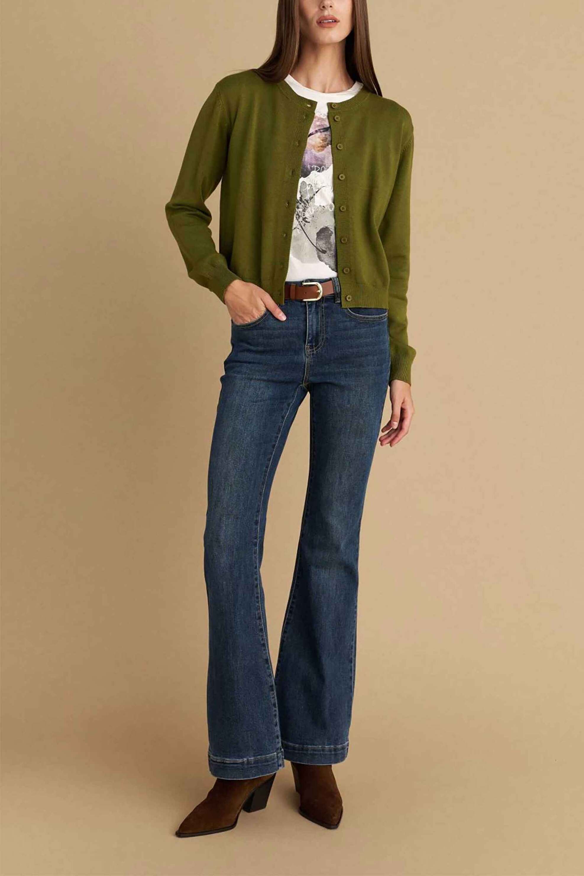 Attrativo γυναικεία πλεκτή ζακέτα - 9P22813A Λαδί φωτογραφία