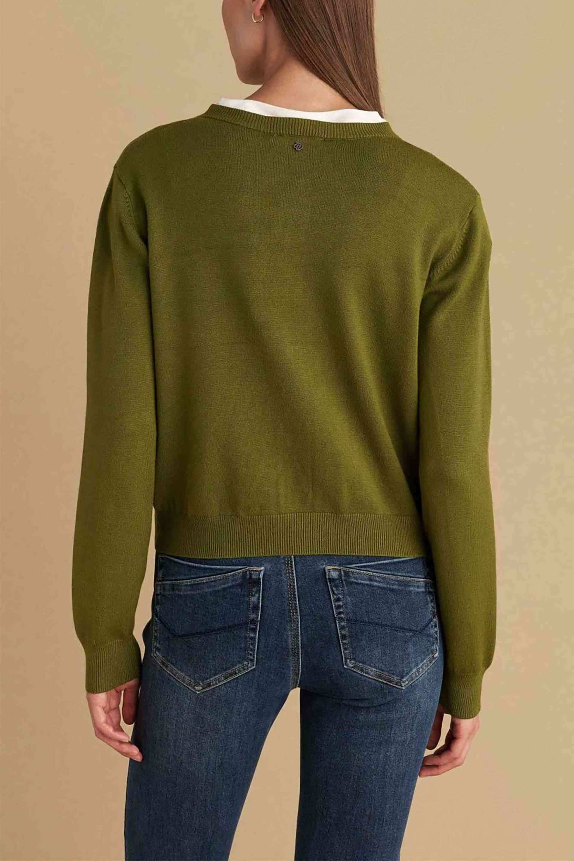 Attrativo γυναικεία πλεκτή ζακέτα - 9P22813A Λαδί φωτογραφία