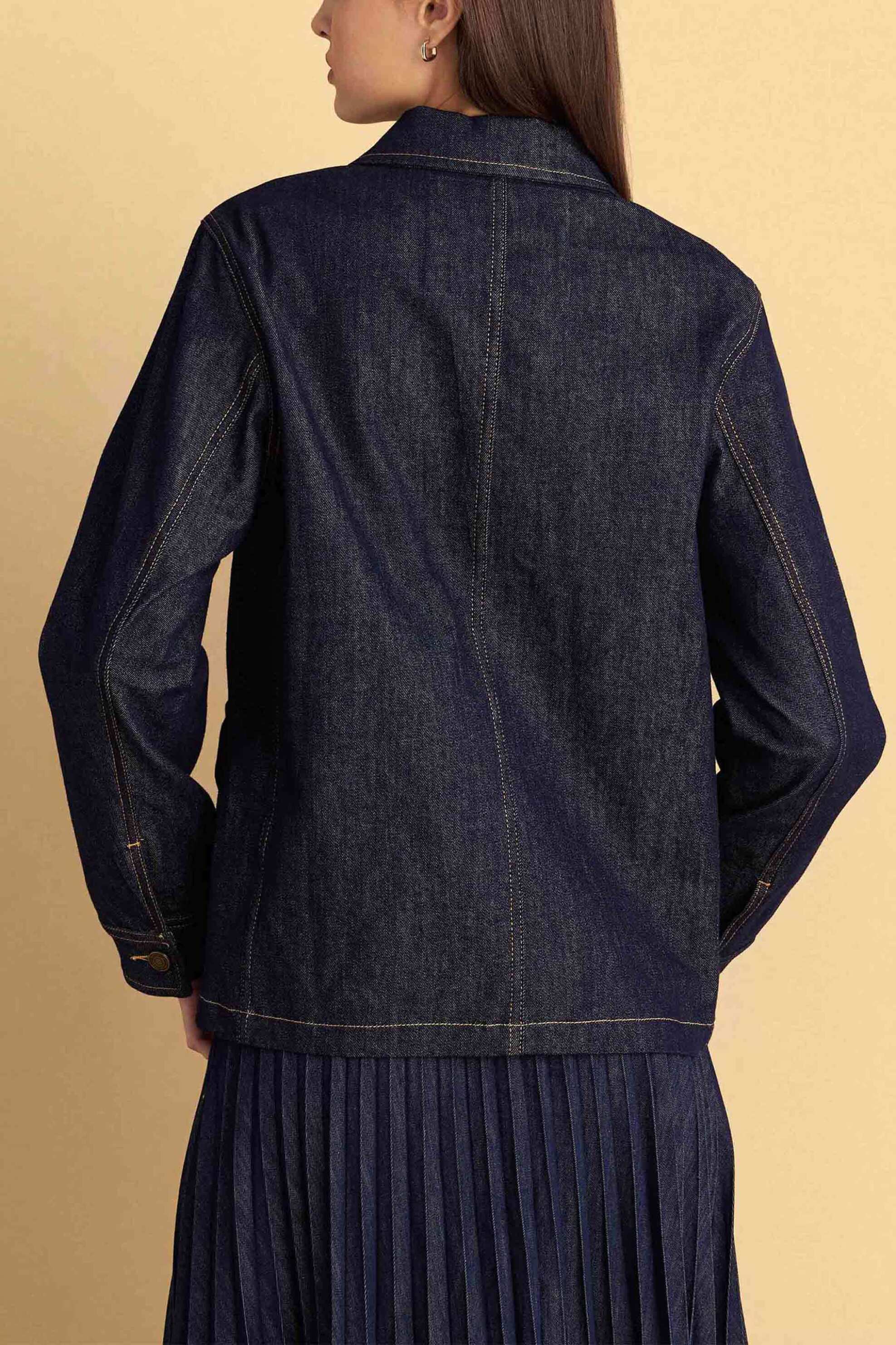 Attrattivo Γυναικείο Denim Overshirt με Εξωτερικές Ραφές - 9922937 Blue Σκούρο