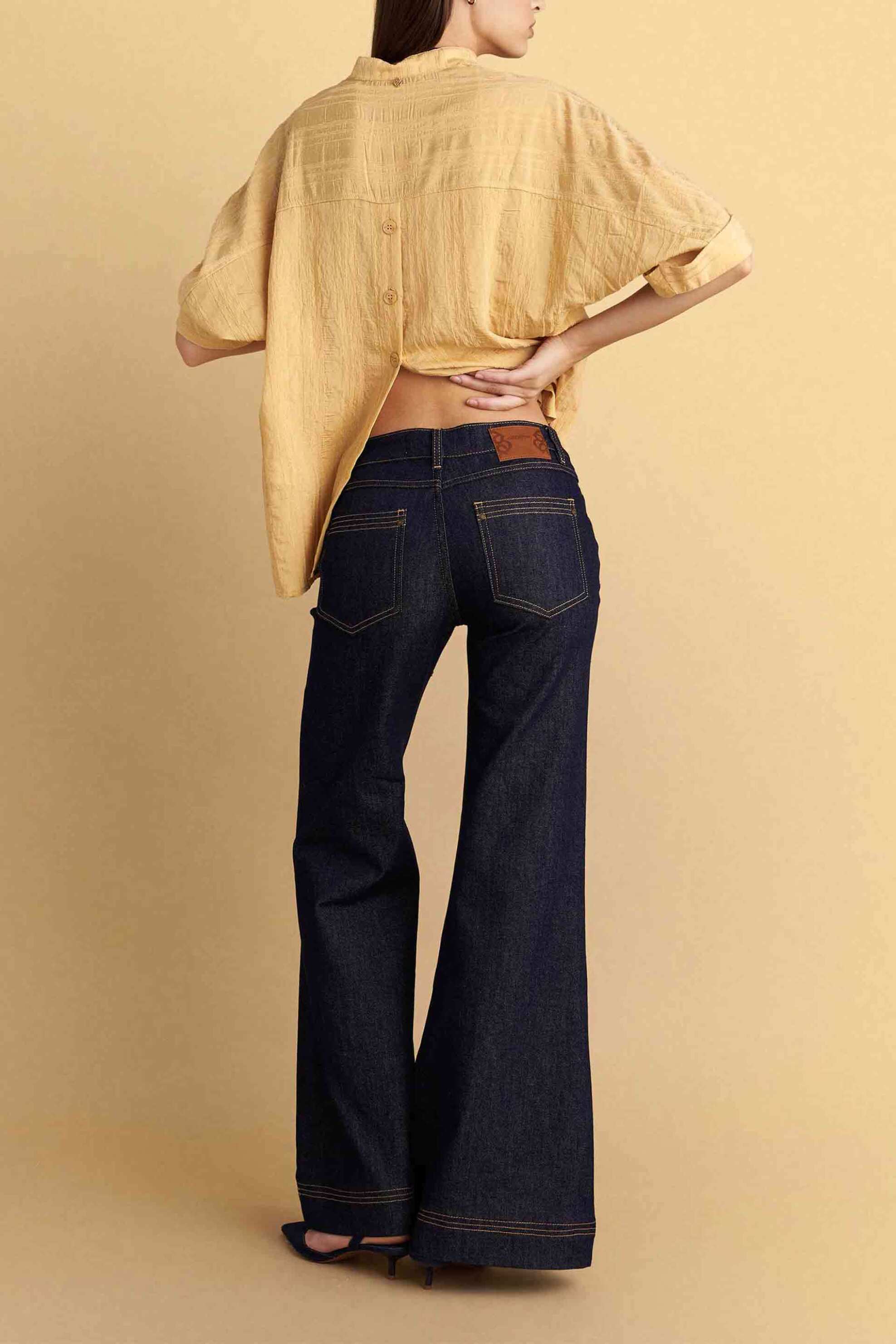 Attrativo Γυναικείο Τζιν Παντελόνι Flare Fit - 9922938 Denim Blue Σκούρο