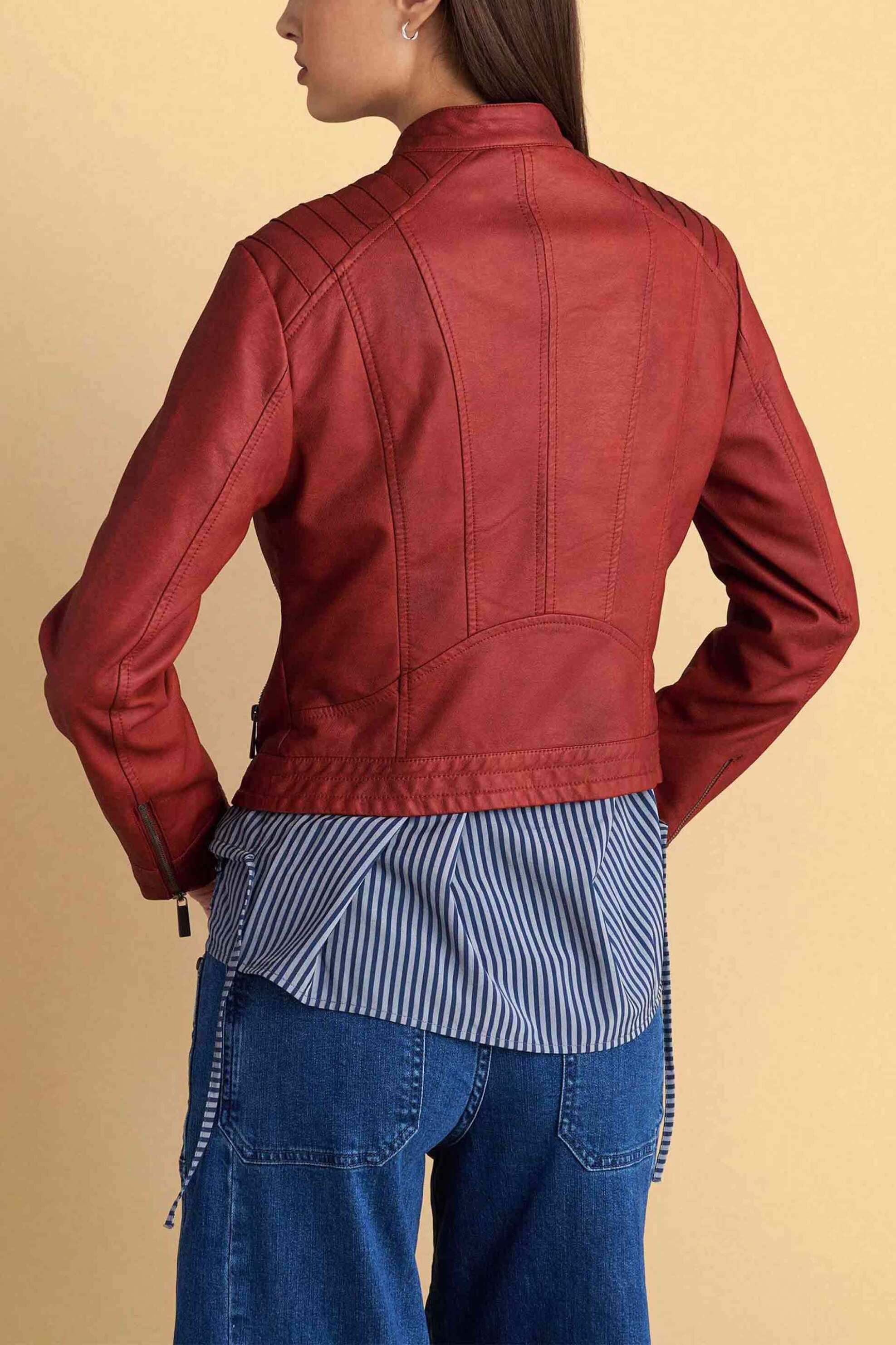 Attrattivo Γυναικείο Jacket Biker Faux Δέρμα - 9922939 Κόκκινο