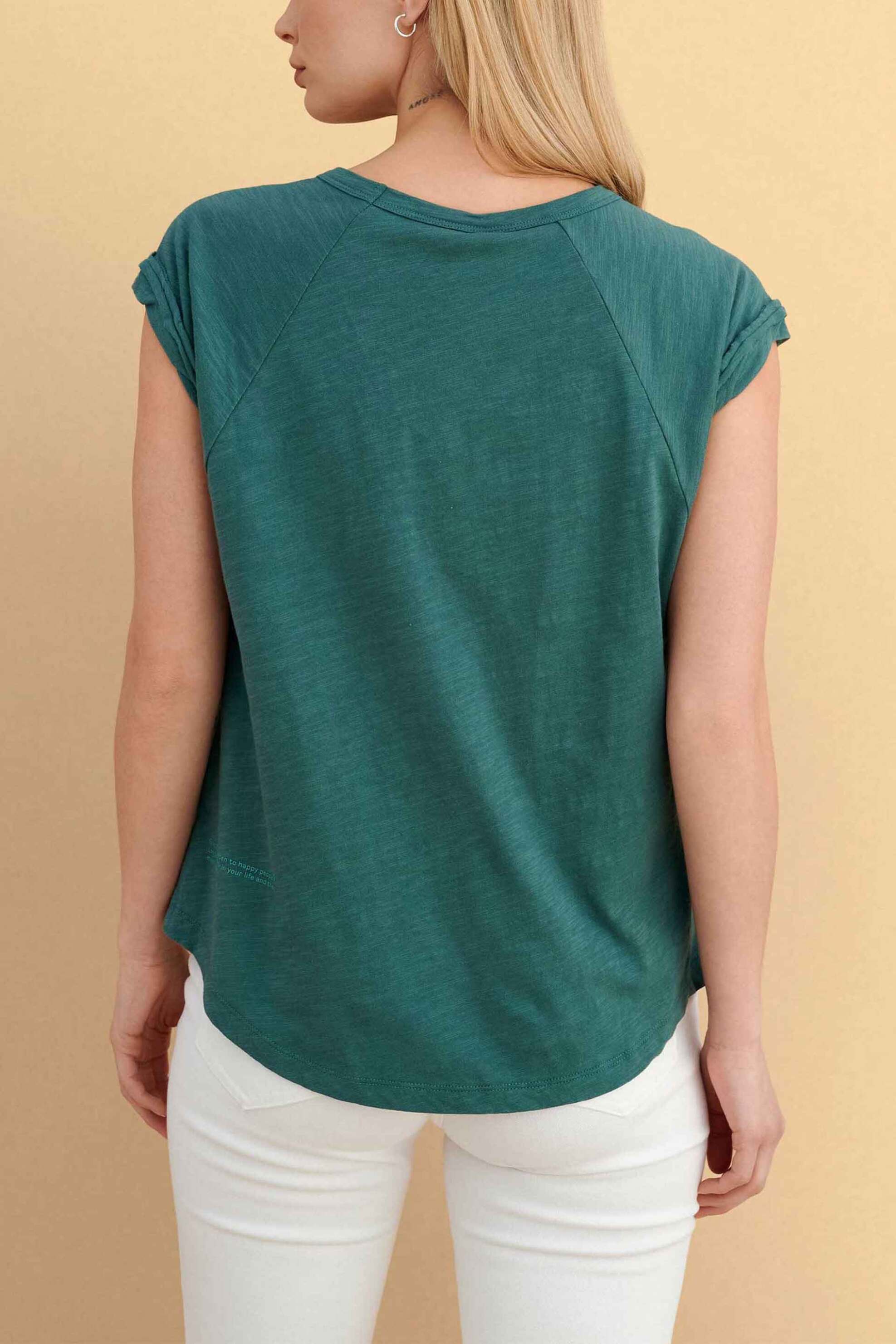 Attrattivo Γυναικείο T-Shirt Μονόχρωμο με Ραφές - 9923126 Πράσινο