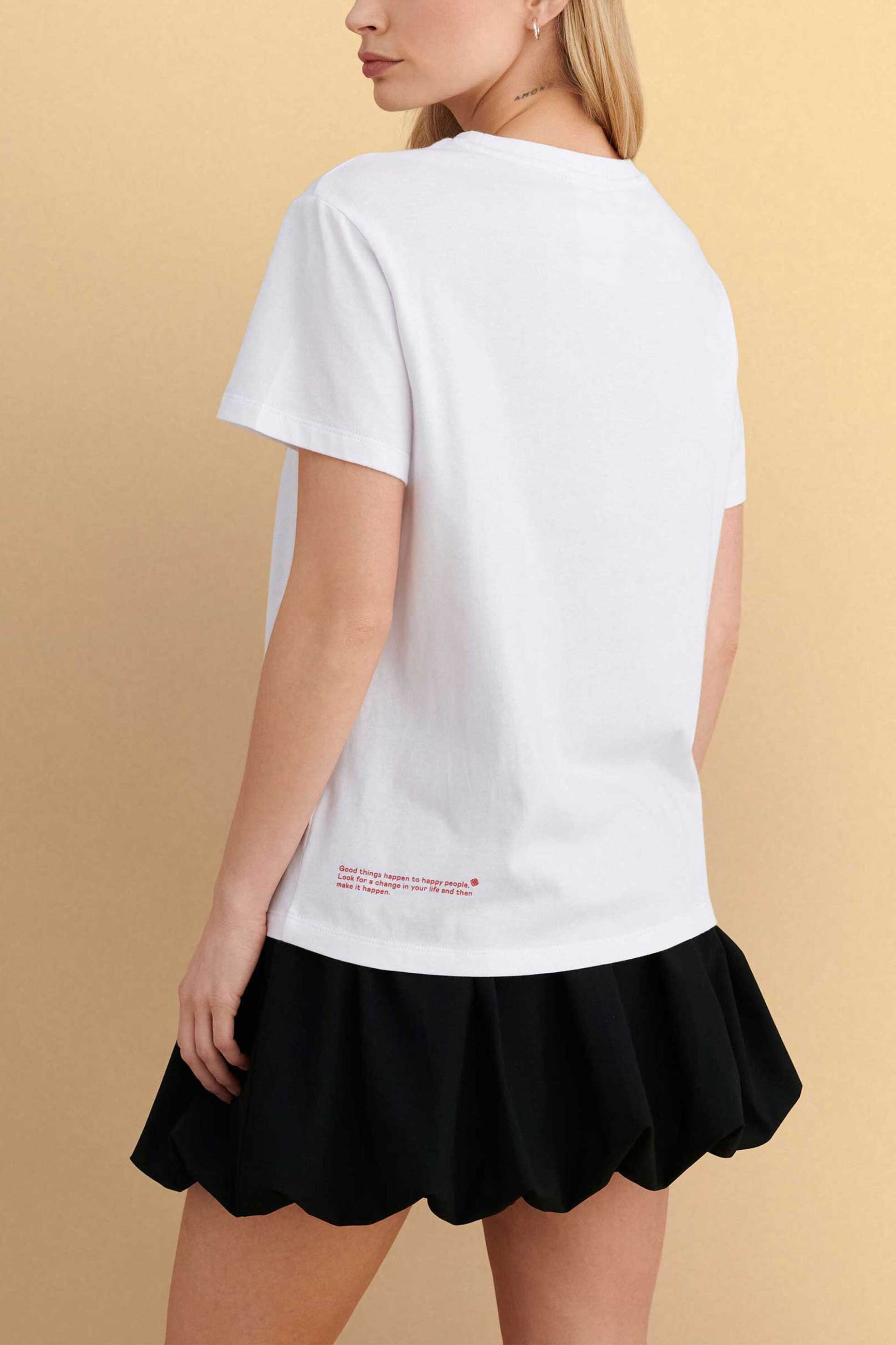 Attrativo Γυναικείο T-Shirt με Print - 9923127 Λευκό