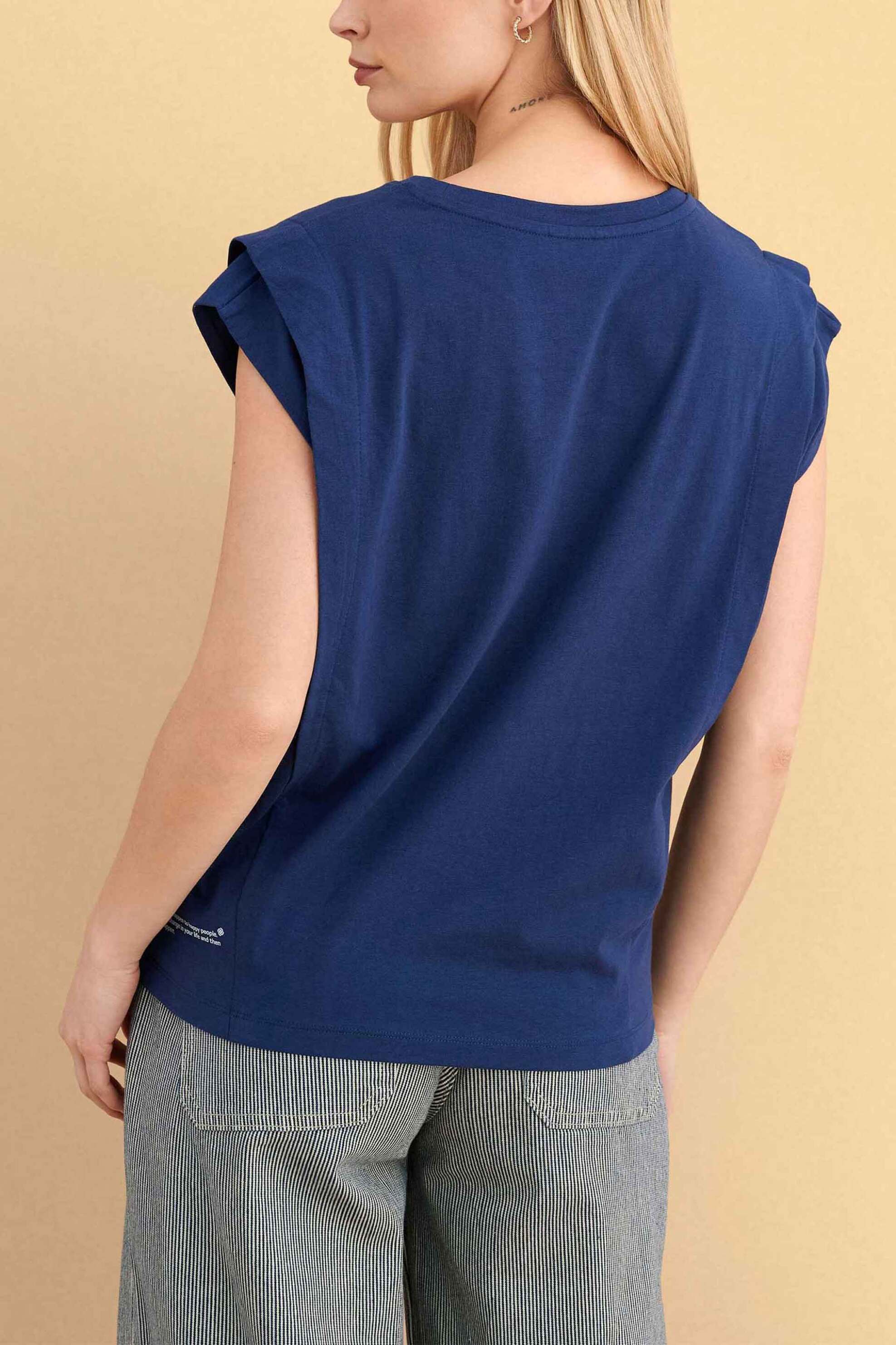 Attrativo Γυναικείο T-Shirt με Print - 9923146 Μπλε Σκούρο