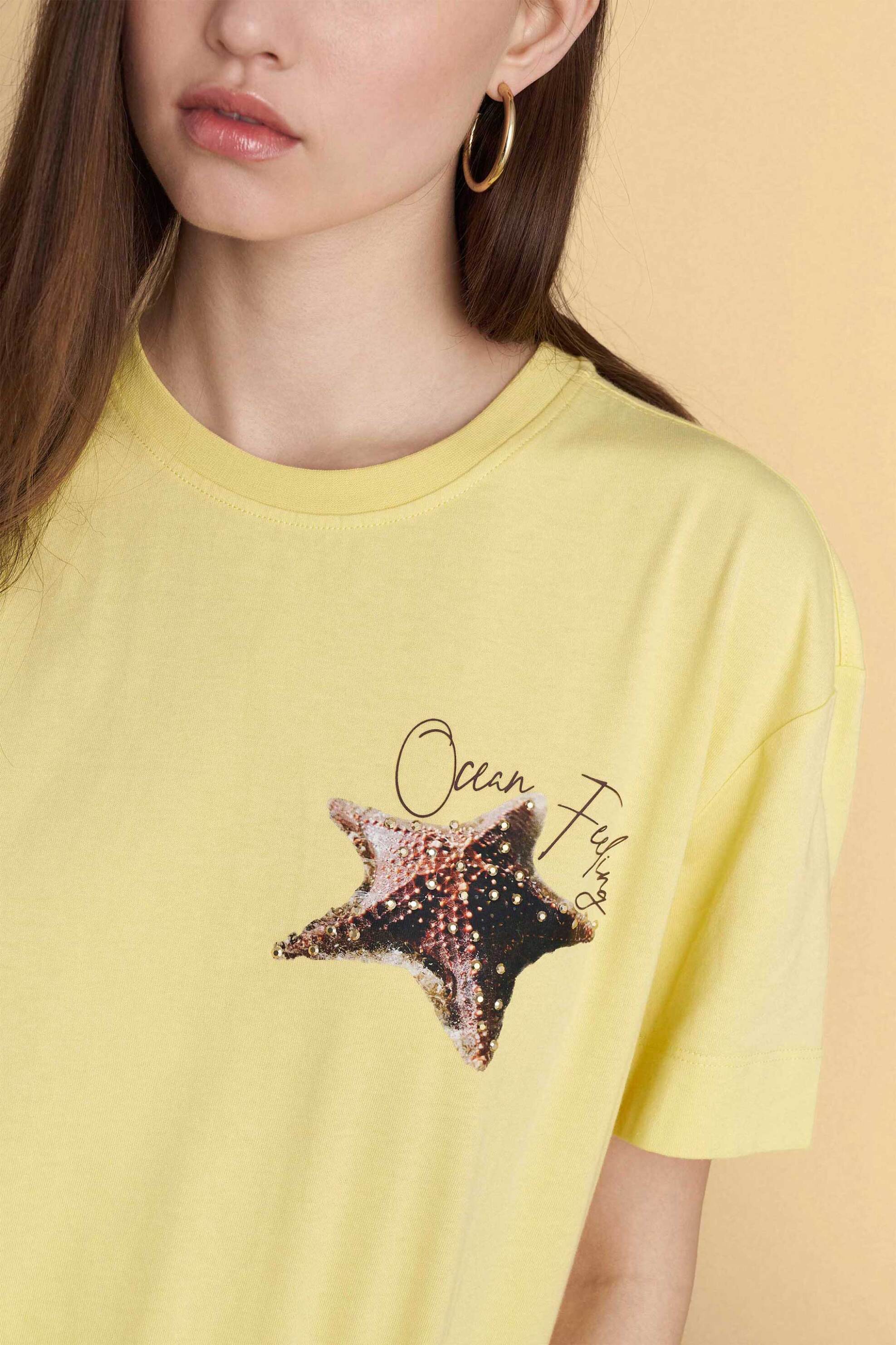 ATTRATTIVO Attrativo γυναικείο T-shirt με print - 9923130 Κίτρινο - 2