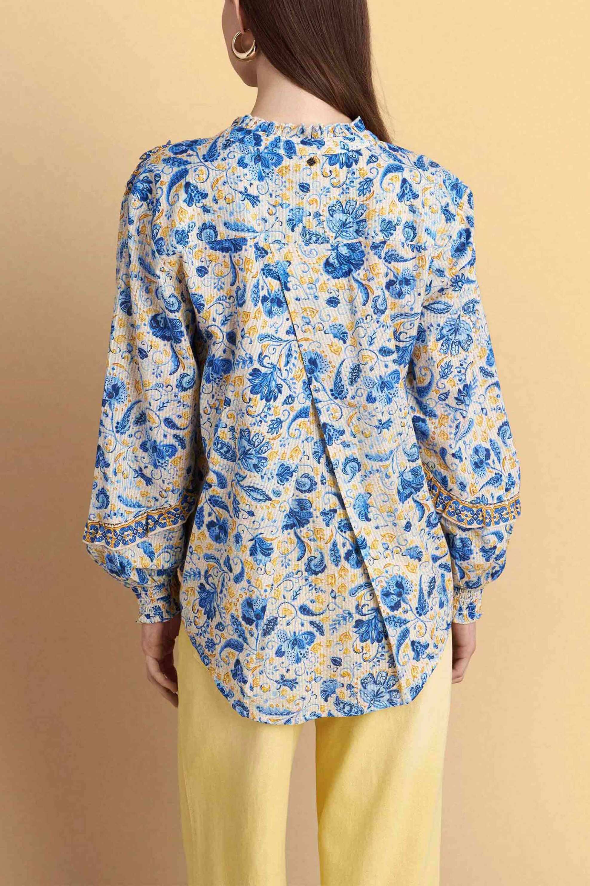 Attrativo γυναικεία μπλούζα με floral print - 9920307 Μπλε φωτογραφία