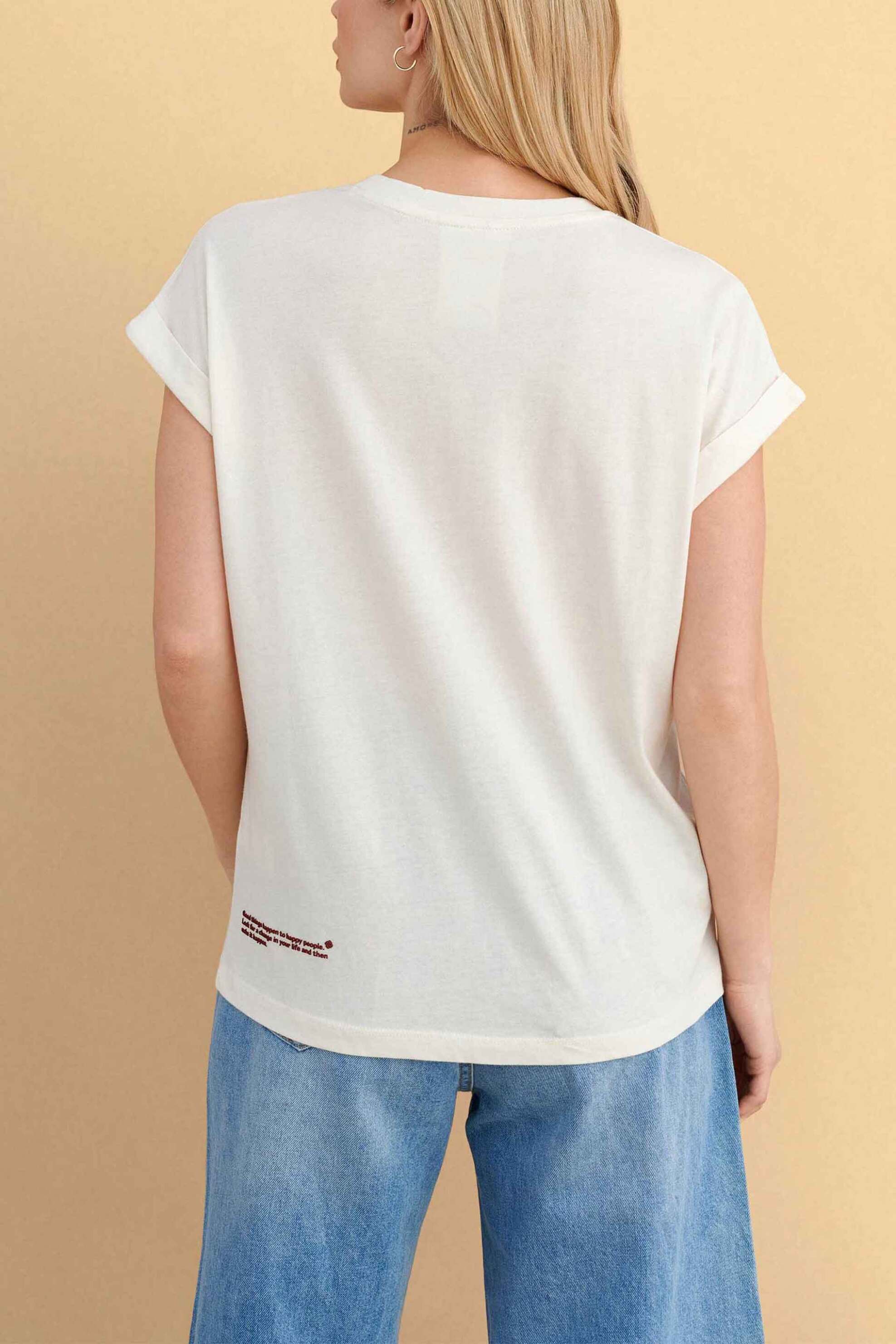 Attrativo Γυναικείο T-Shirt με Print - 9923155 Εκρού